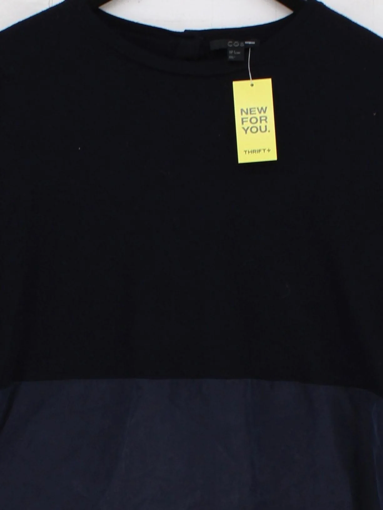 COS Women's Top S Black Wool with Silk 3/4 Sleeve Crew Neck Basic - Image 3