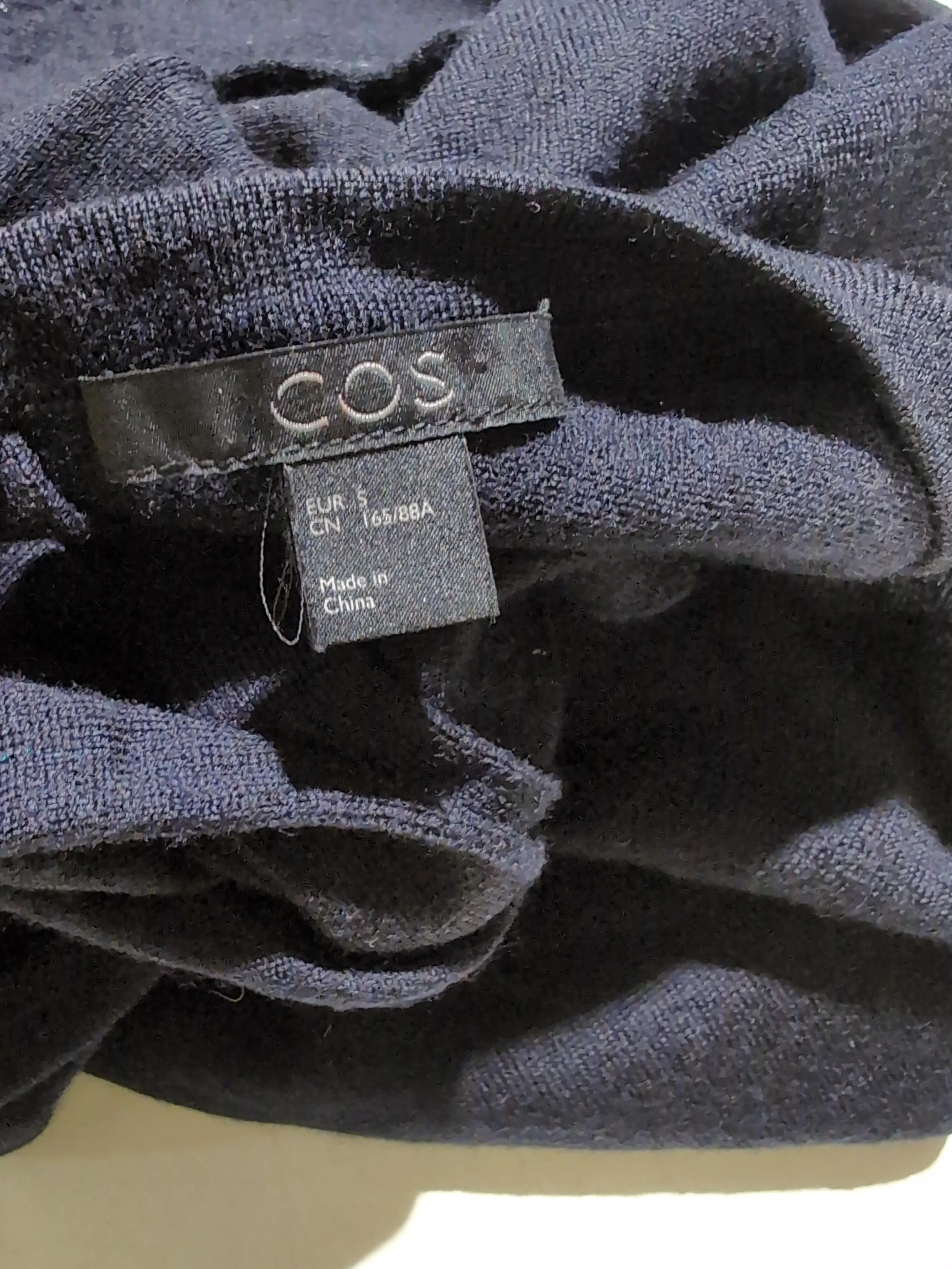 COS Women's Top S Black Wool with Silk 3/4 Sleeve Crew Neck Basic - Image 6