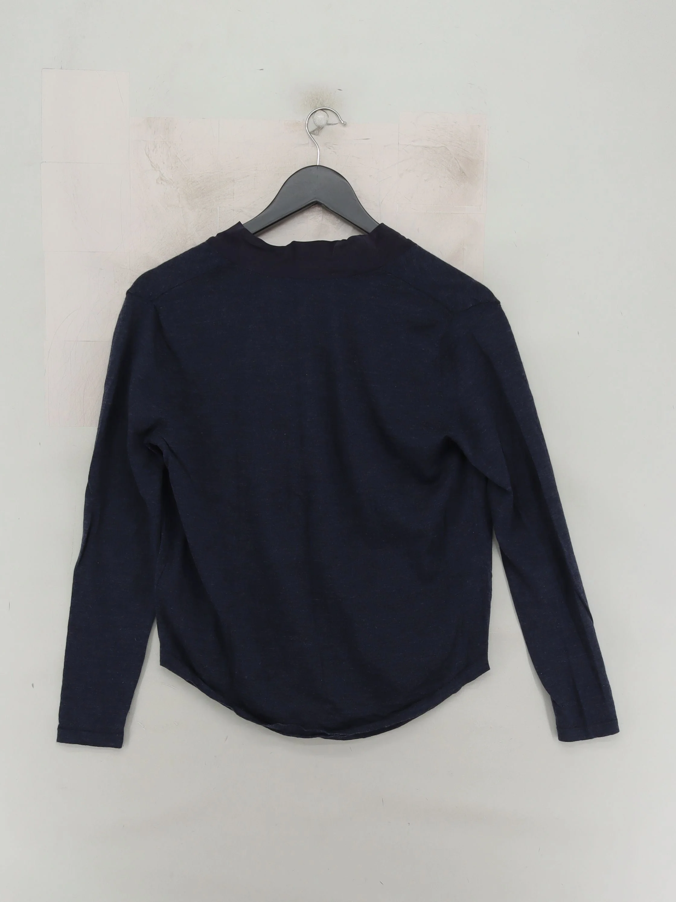 COS Women's Top S Blue Wool with Silk Long Sleeve V-Neck Basic - Image 2