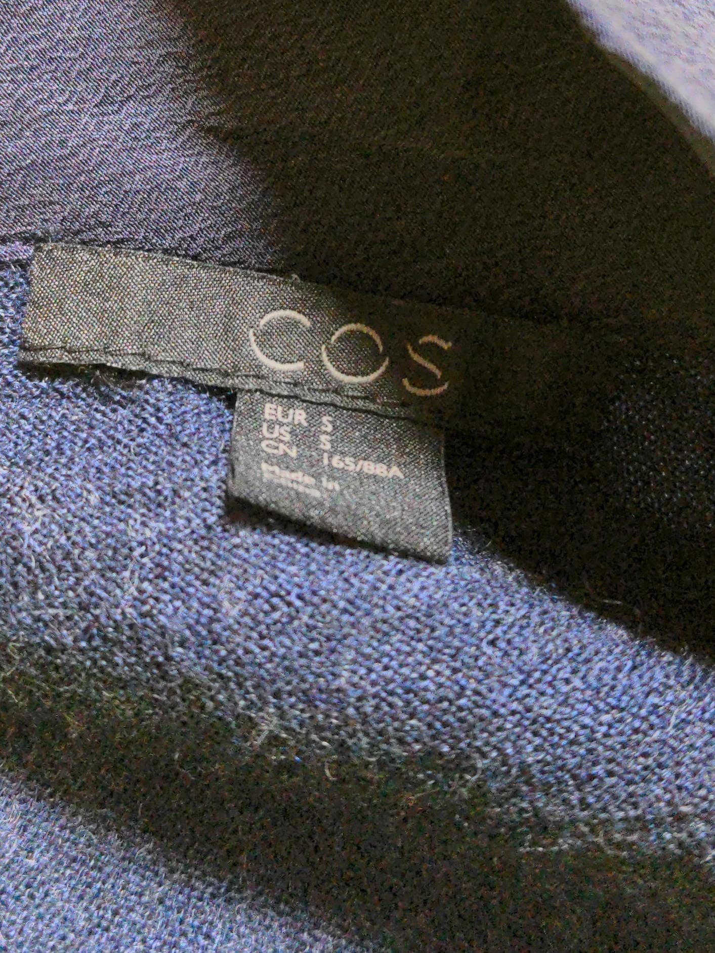 COS Women's Top S Blue Wool with Silk Long Sleeve V-Neck Basic - Image 5