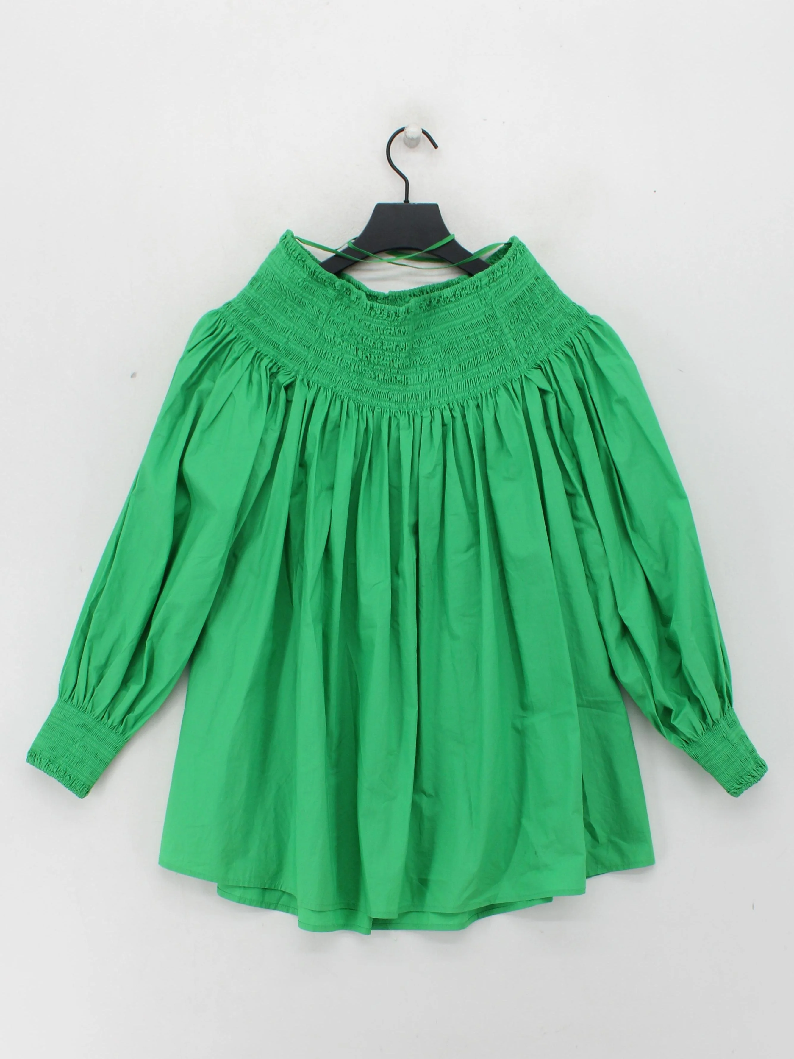 COS Women's Top S Green 100% Cotton Long Sleeve High Neck Basic - Image 2