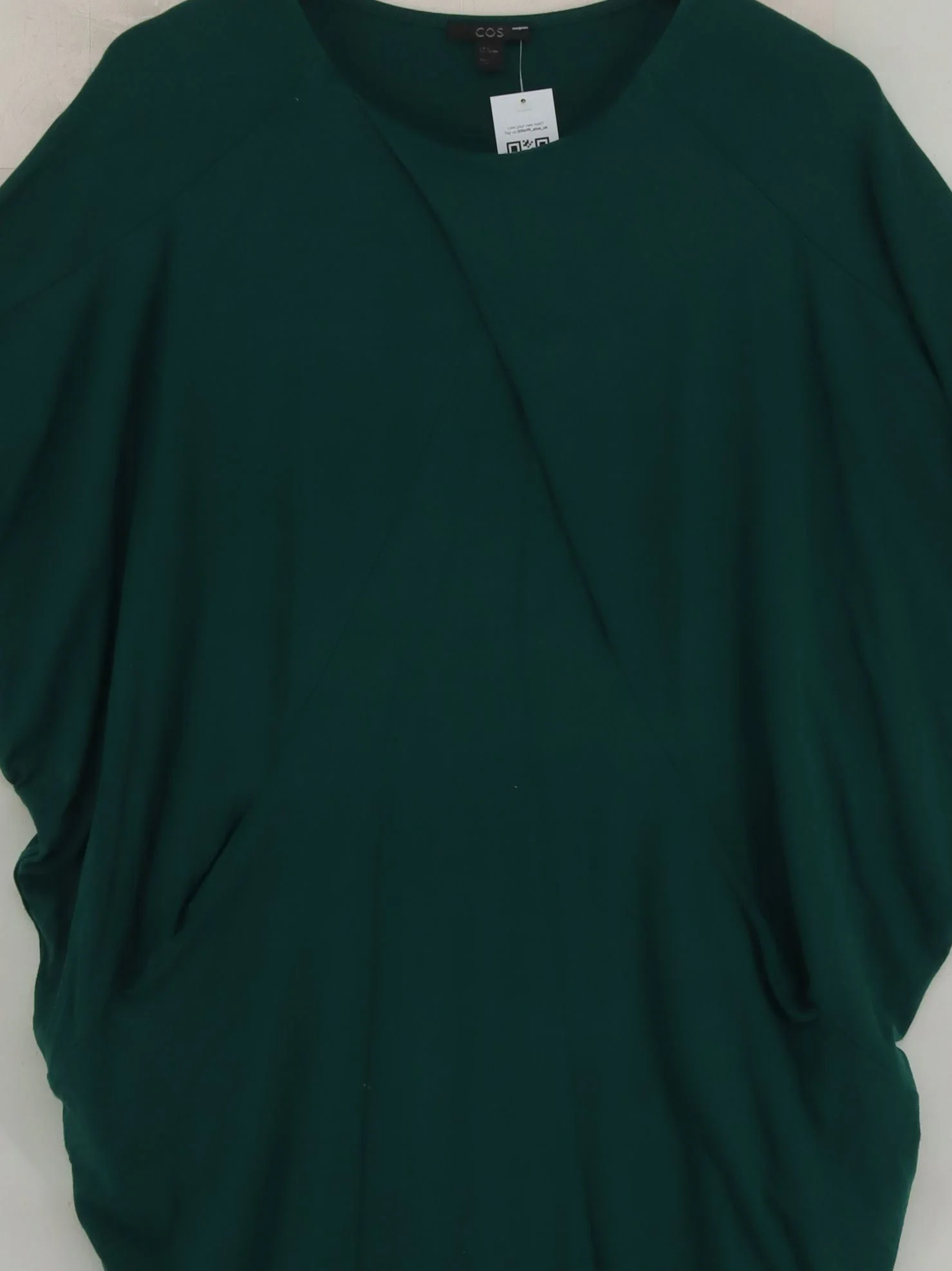 COS Women's Top S Green Viscose with Elastane Short Sleeve Round Neck Tunic - Image 3