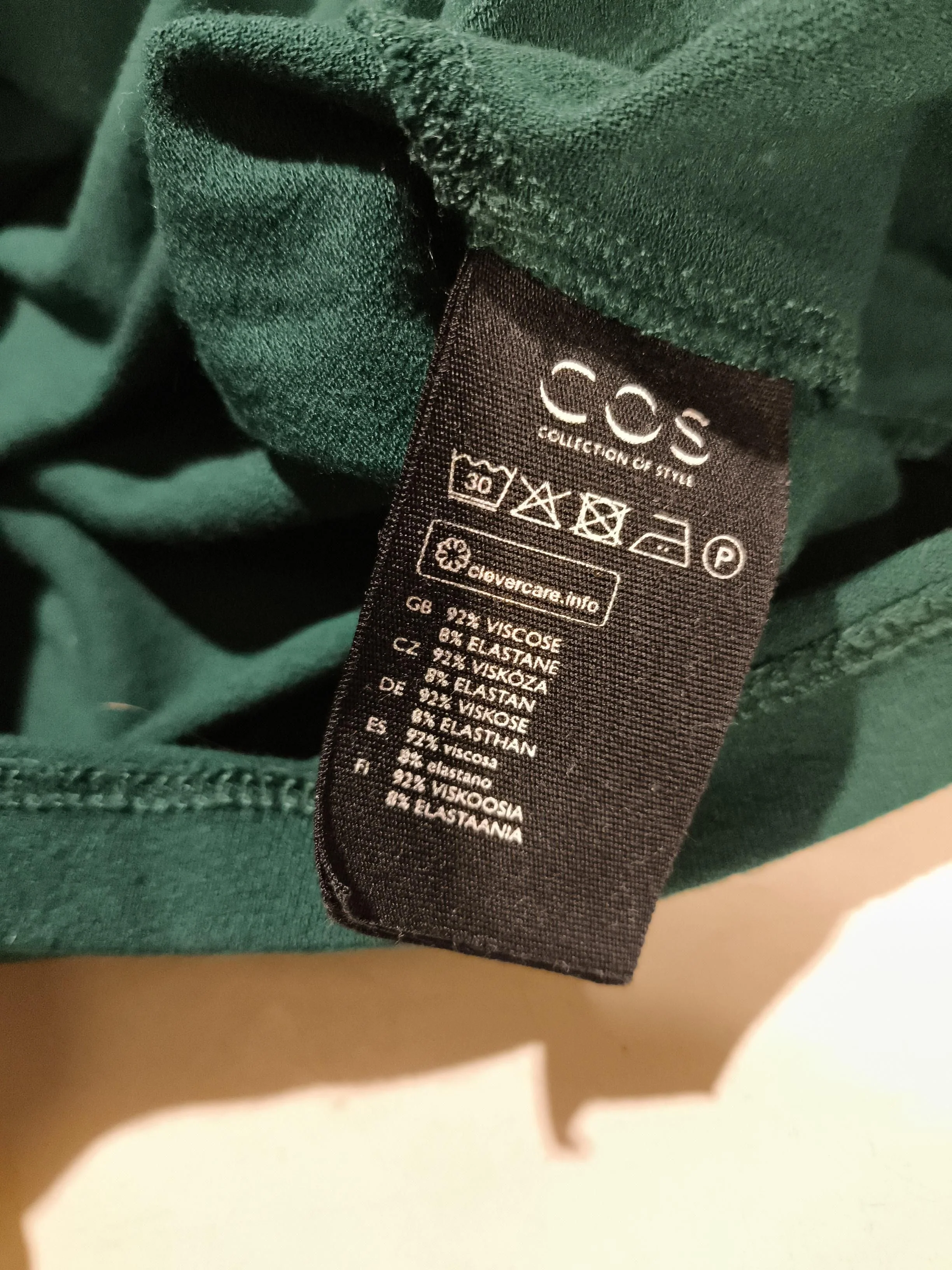 COS Women's Top S Green Viscose with Elastane Short Sleeve Round Neck Tunic - Image 8