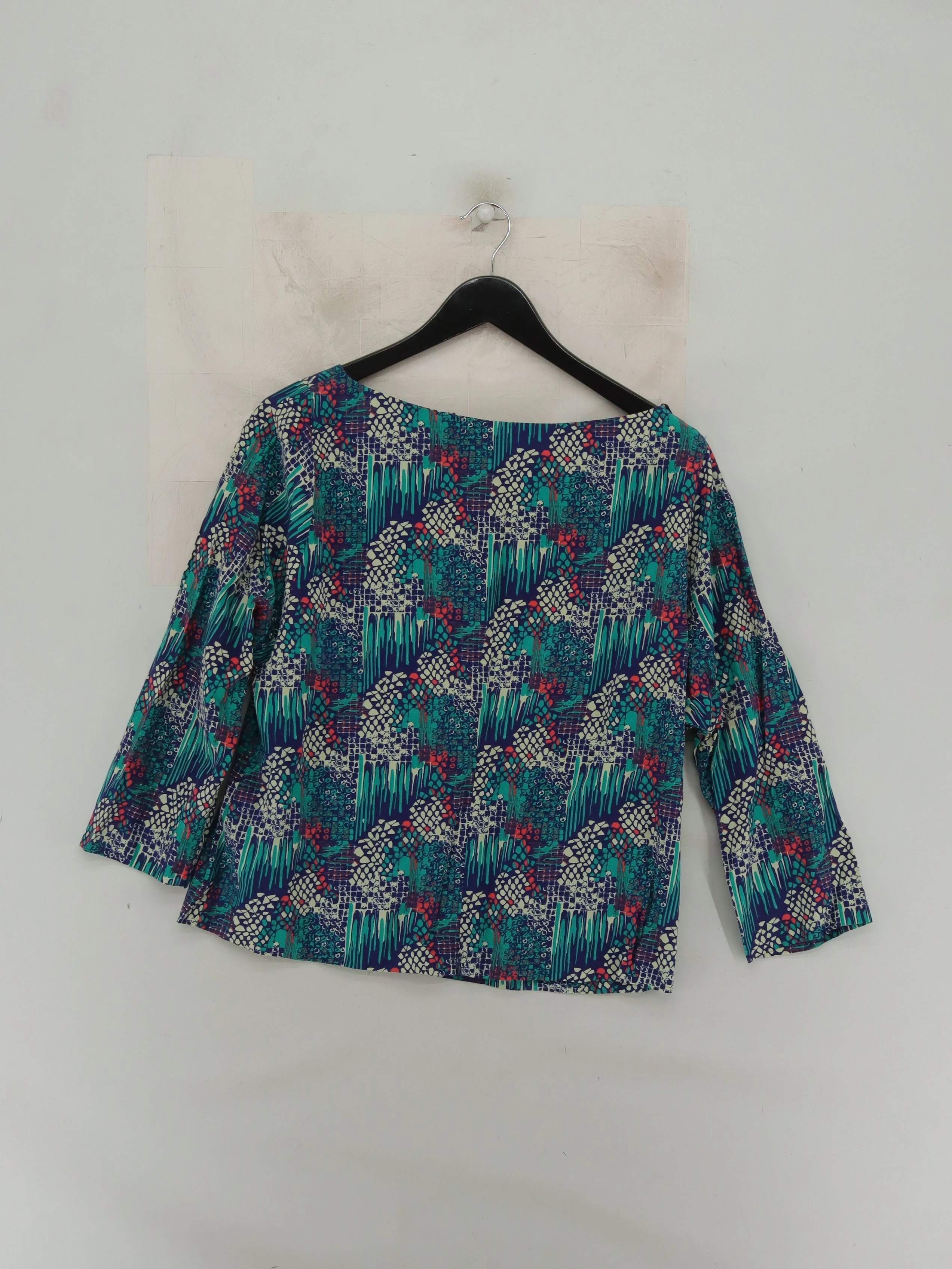 COS Women's Top S Multi Silk with Cotton 3/4 Sleeve Round Neck Basic - Image 2