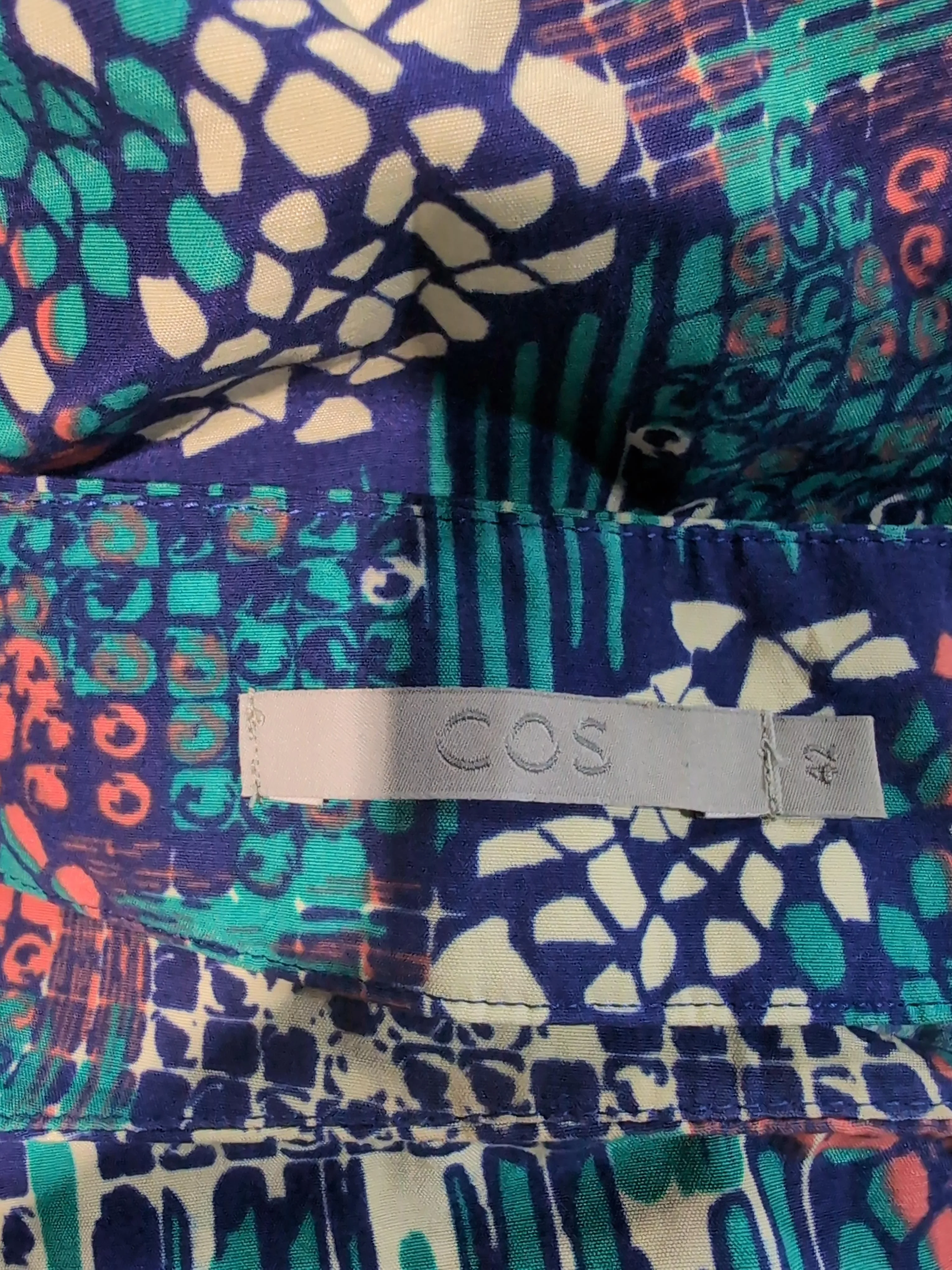 COS Women's Top S Multi Silk with Cotton 3/4 Sleeve Round Neck Basic - Image 5