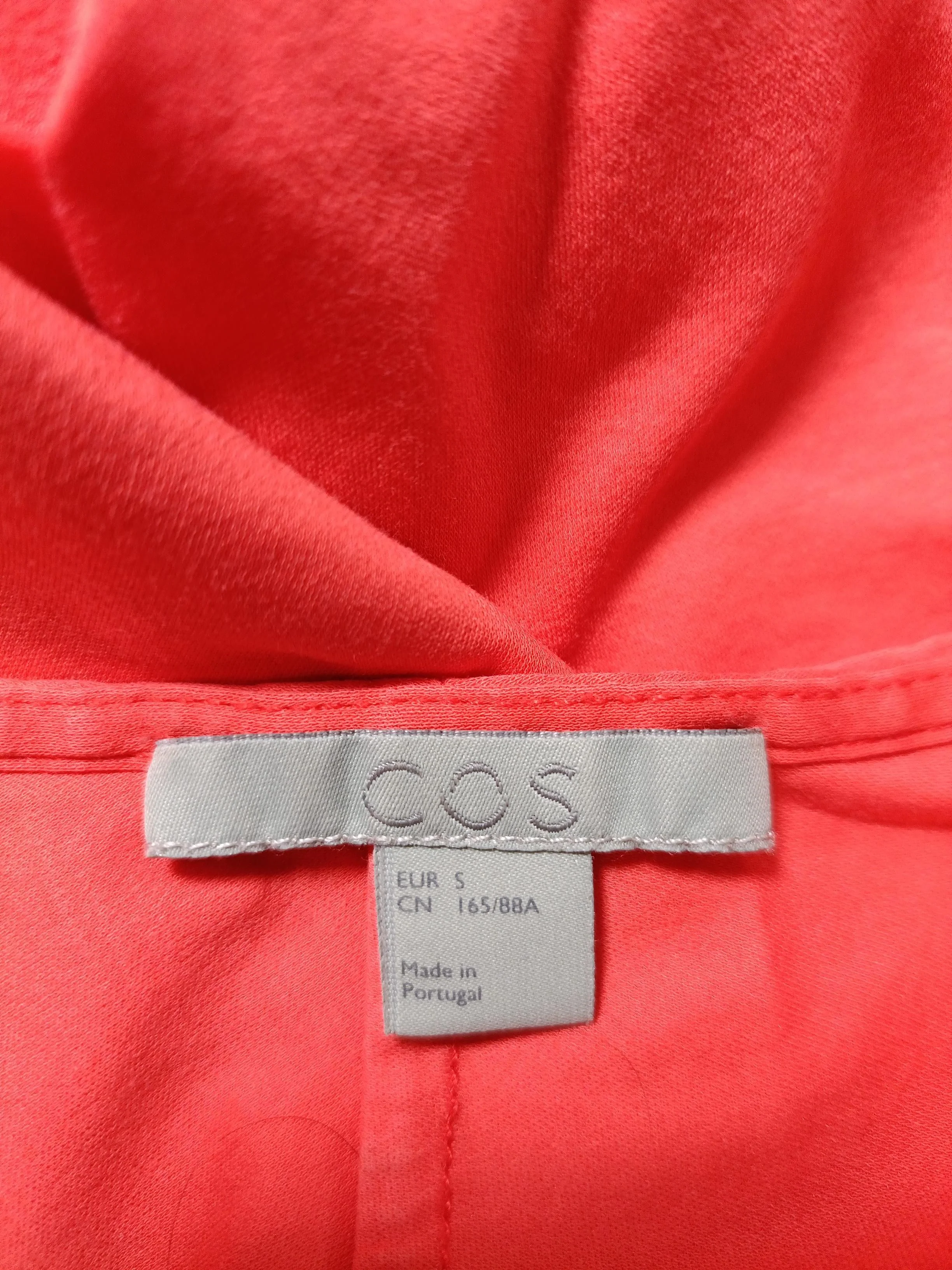 COS Women's Top S Orange 100% Cotton Short Sleeve Round Neck Basic - Image 6