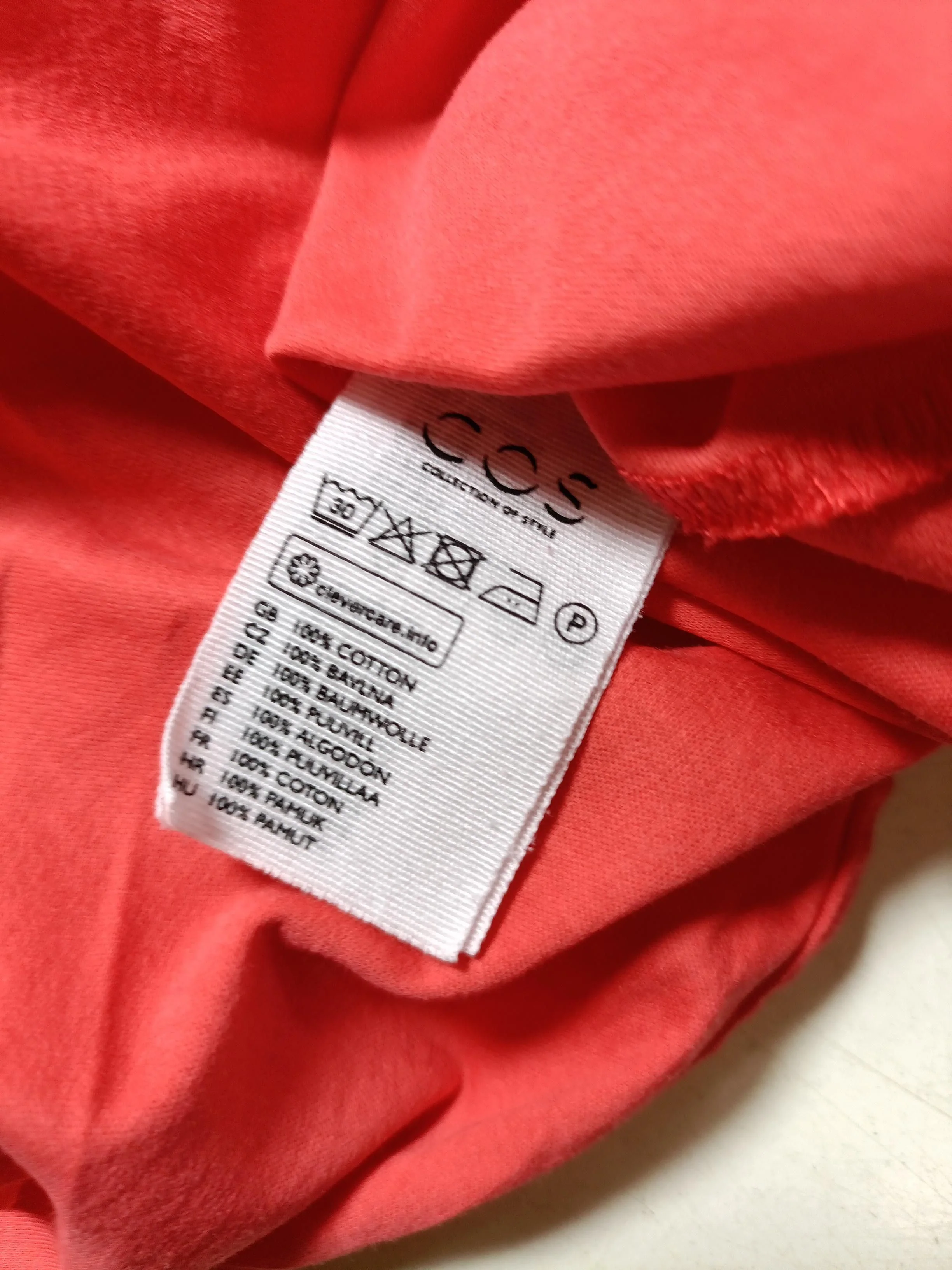 COS Women's Top S Orange 100% Cotton Short Sleeve Round Neck Basic - Image 7