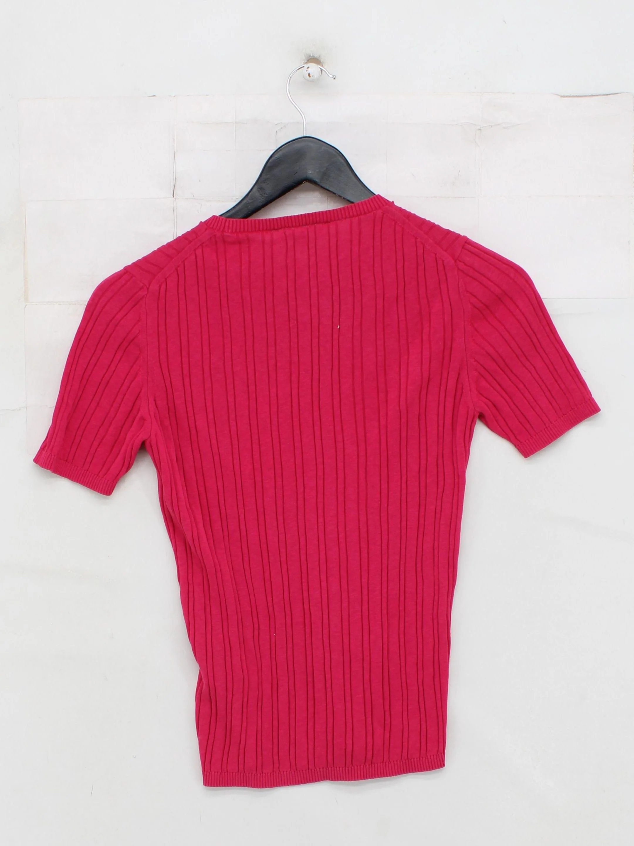 COS Women's Top S Pink Silk with Cotton Short Sleeve Round Neck Basic - Image 2