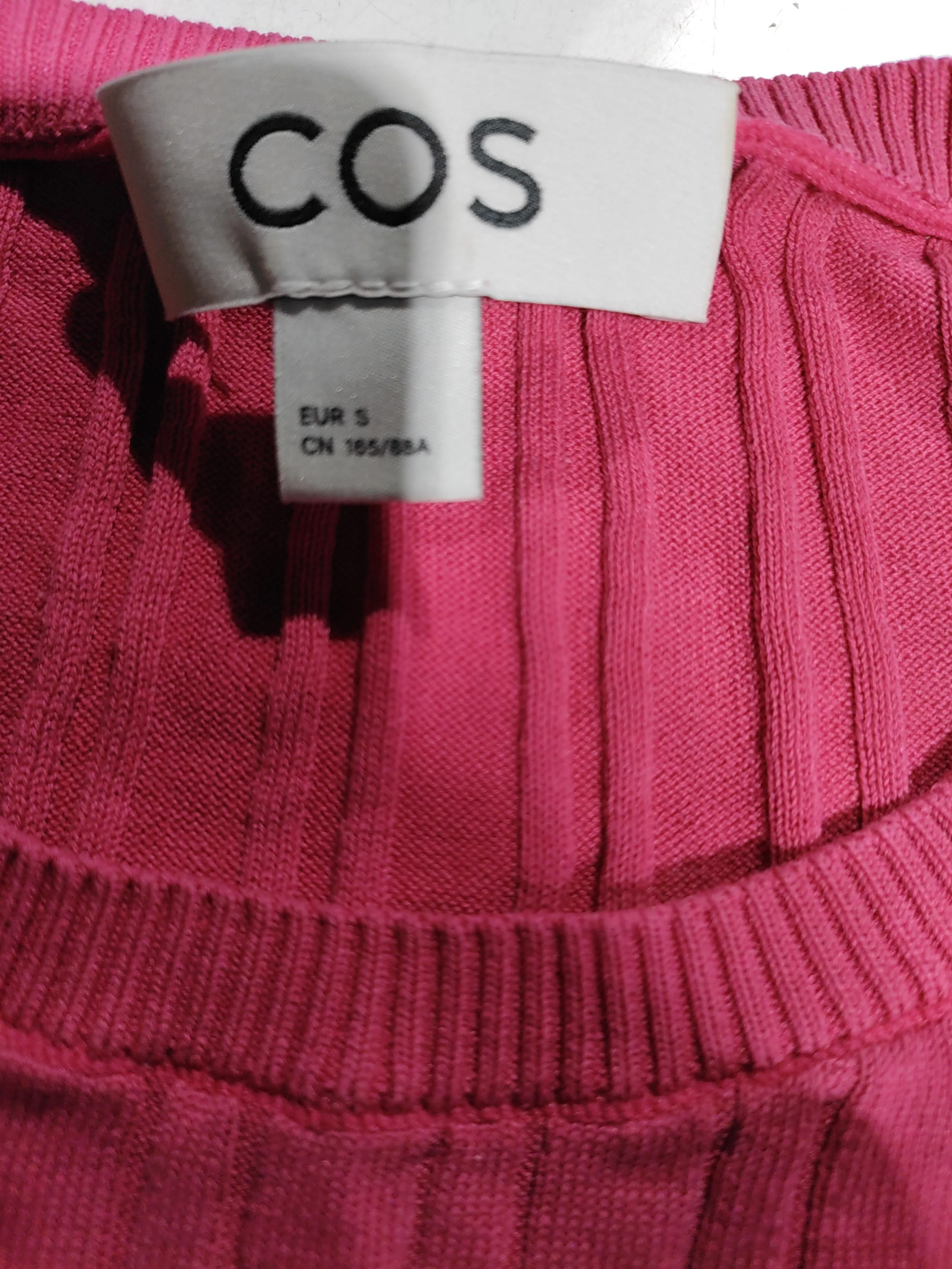 COS Women's Top S Pink Silk with Cotton Short Sleeve Round Neck Basic - Image 5