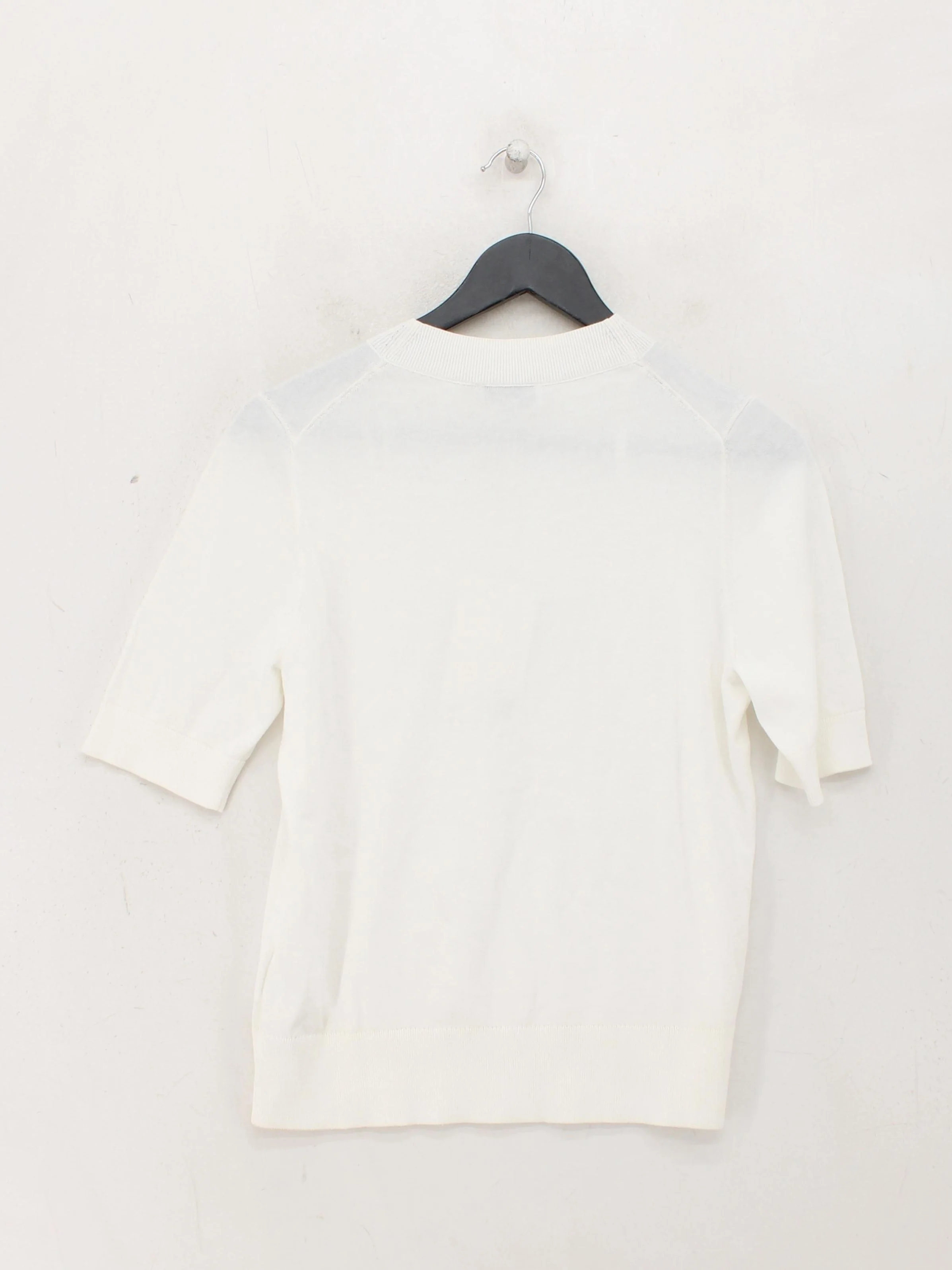 COS Women's Top S White 100% Cotton Short Sleeve Round Neck Basic - Image 2
