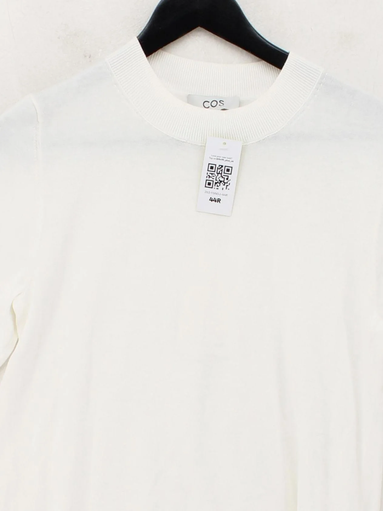 COS Women's Top S White 100% Cotton Short Sleeve Round Neck Basic - Image 3
