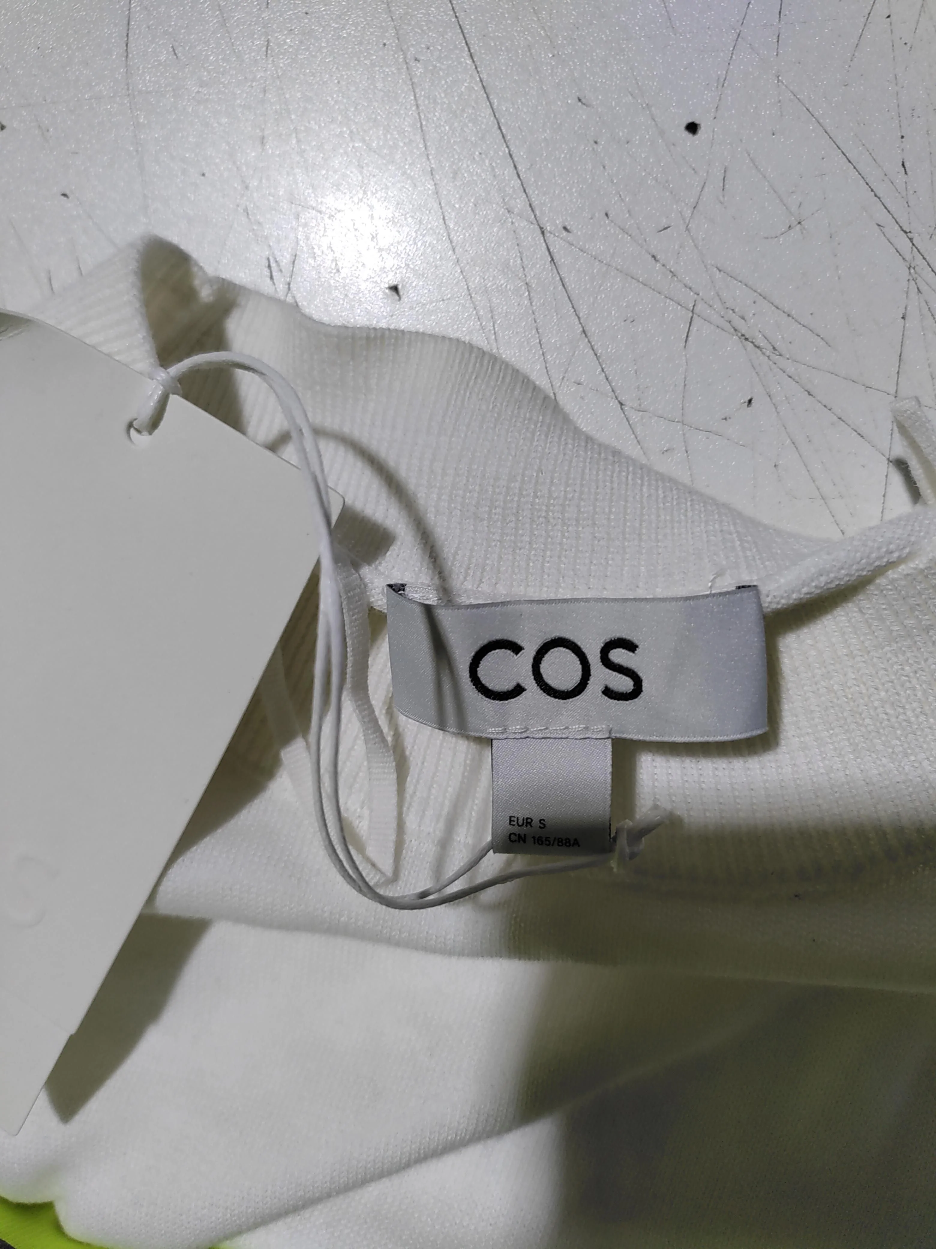 COS Women's Top S White 100% Cotton Short Sleeve Round Neck Basic - Image 5