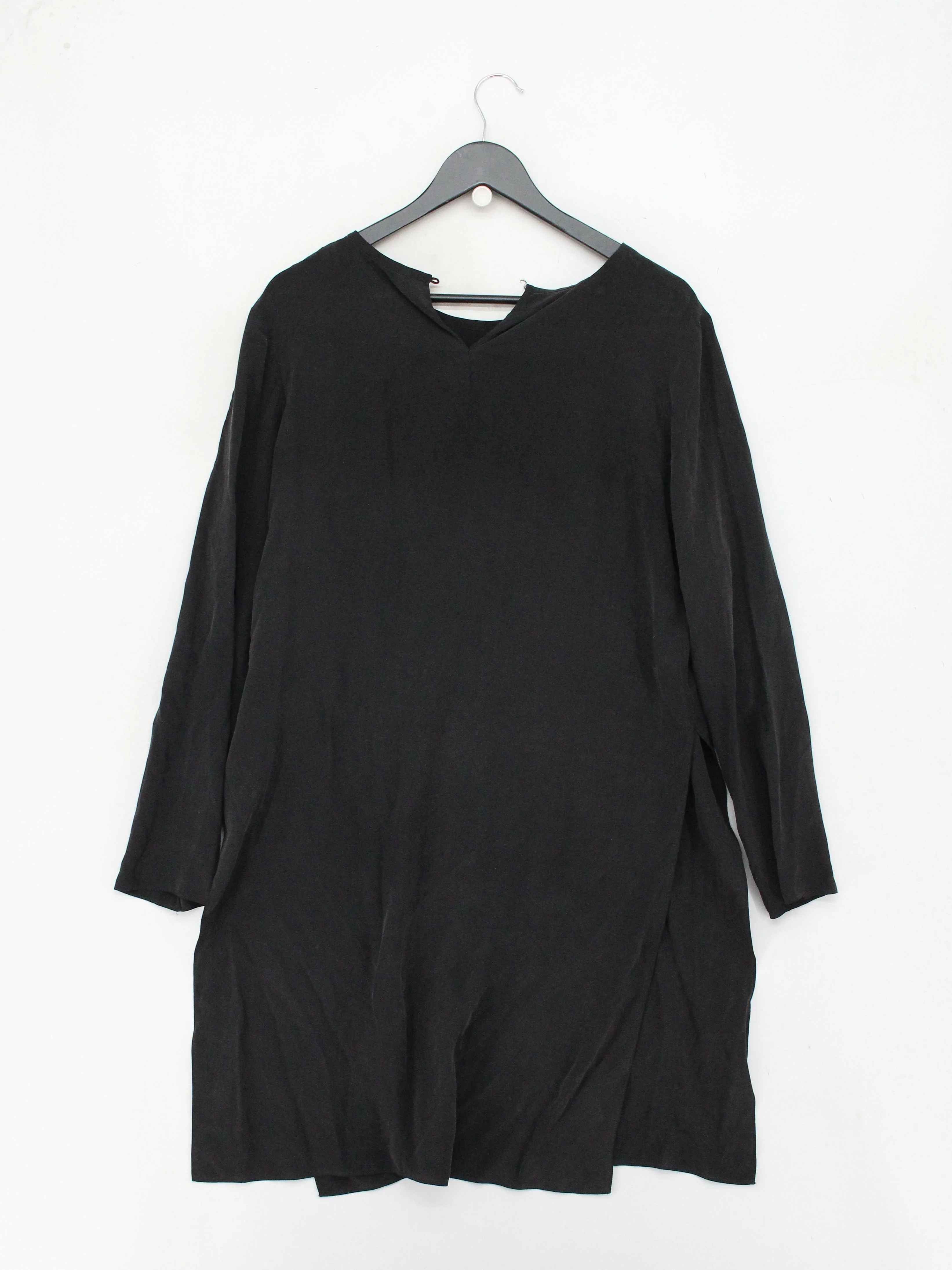 COS Women's Top UK 12 Black 100% Silk Long Sleeve Round Neck Tunic - Image 2