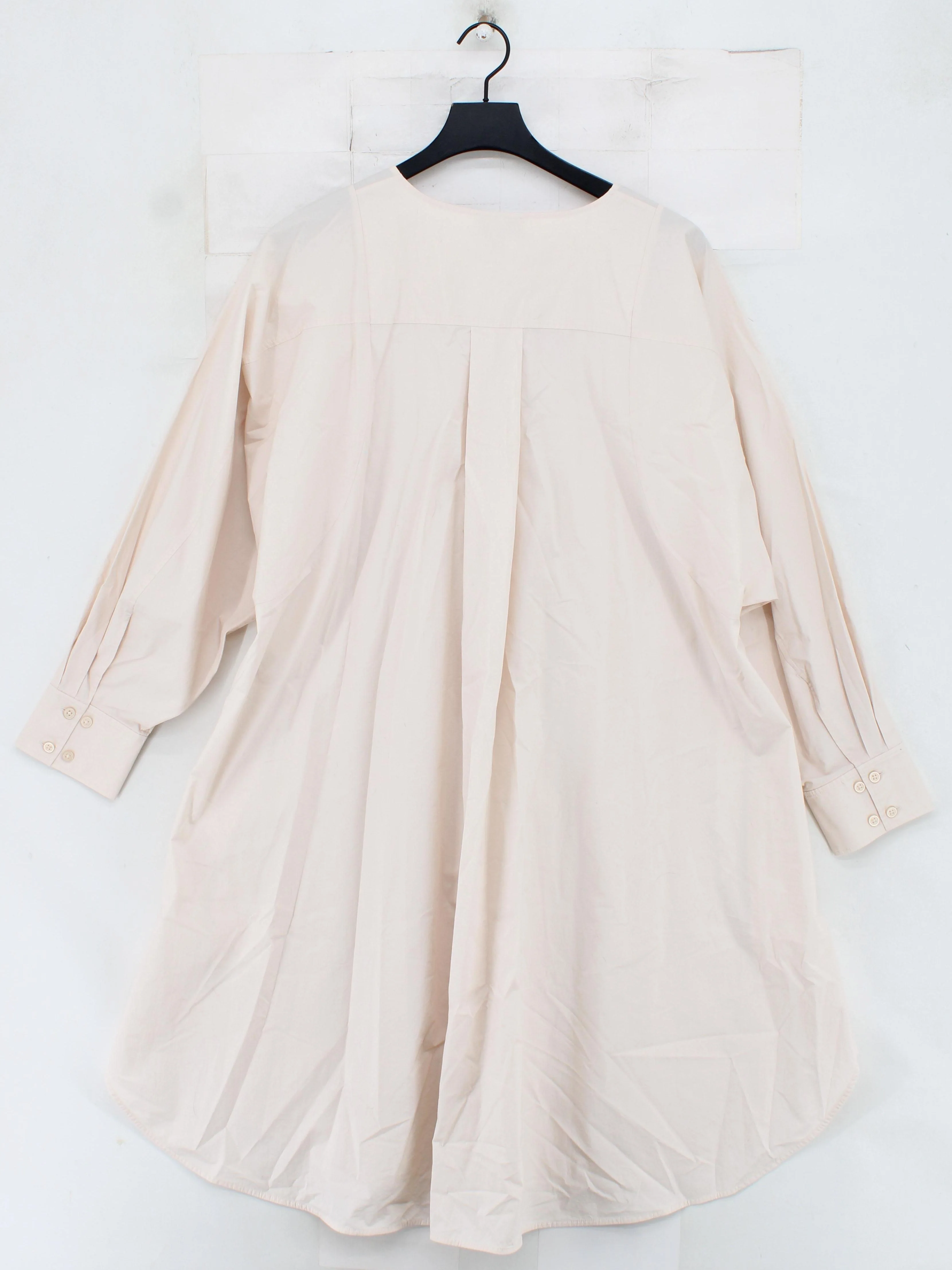 COS Women's Top UK 12 Cream Cotton with Elastane Long Sleeve Crew Neck Tunic - Image 2