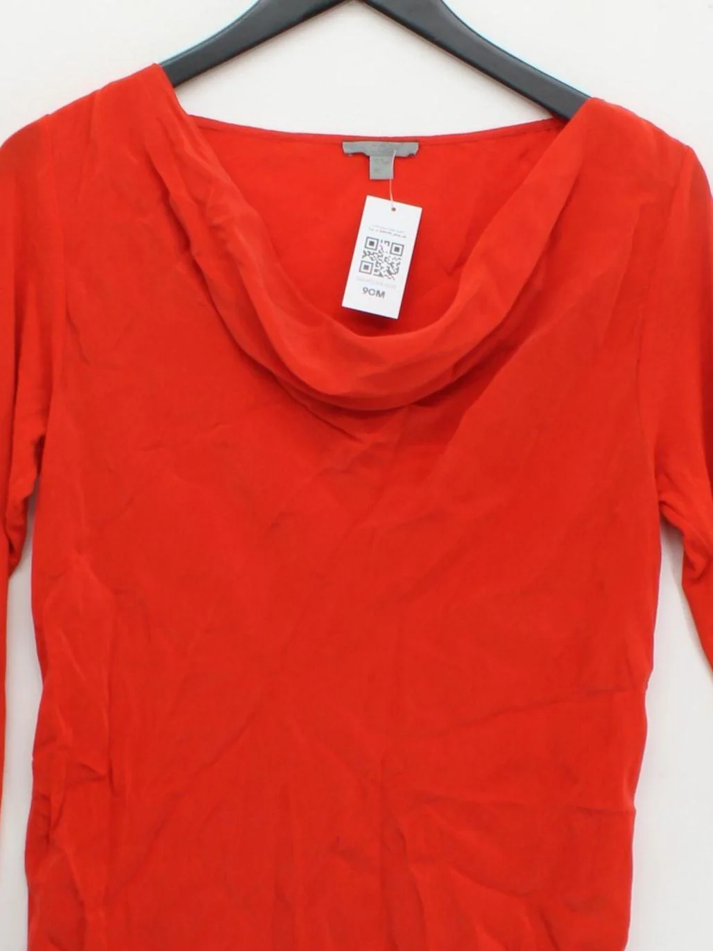 COS Women's Top UK 12 Orange Other with Cotton Long Sleeve Round Neck Basic - Image 3