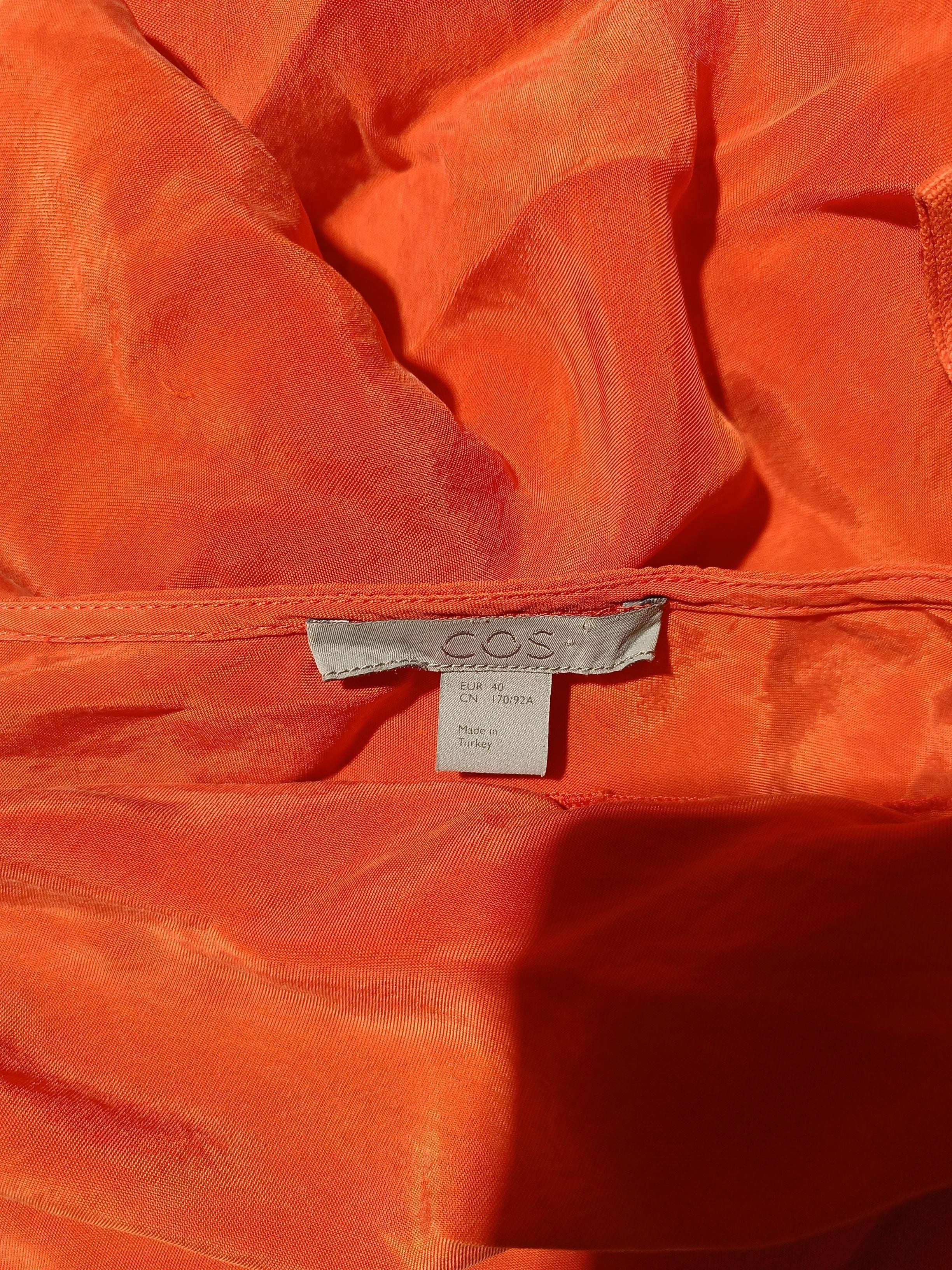 COS Women's Top UK 12 Orange Other with Cotton Long Sleeve Round Neck Basic - Image 5