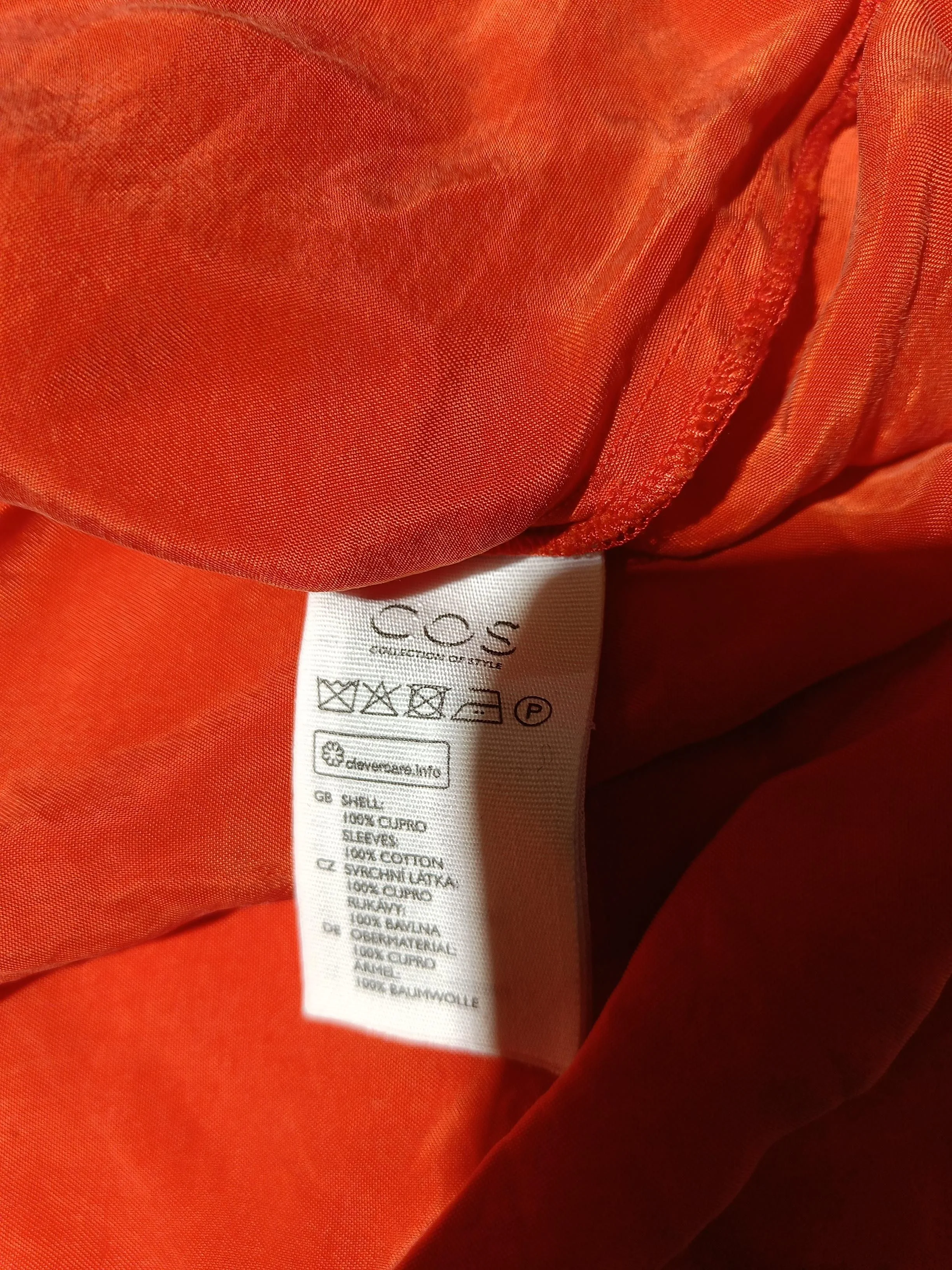 COS Women's Top UK 12 Orange Other with Cotton Long Sleeve Round Neck Basic - Image 6
