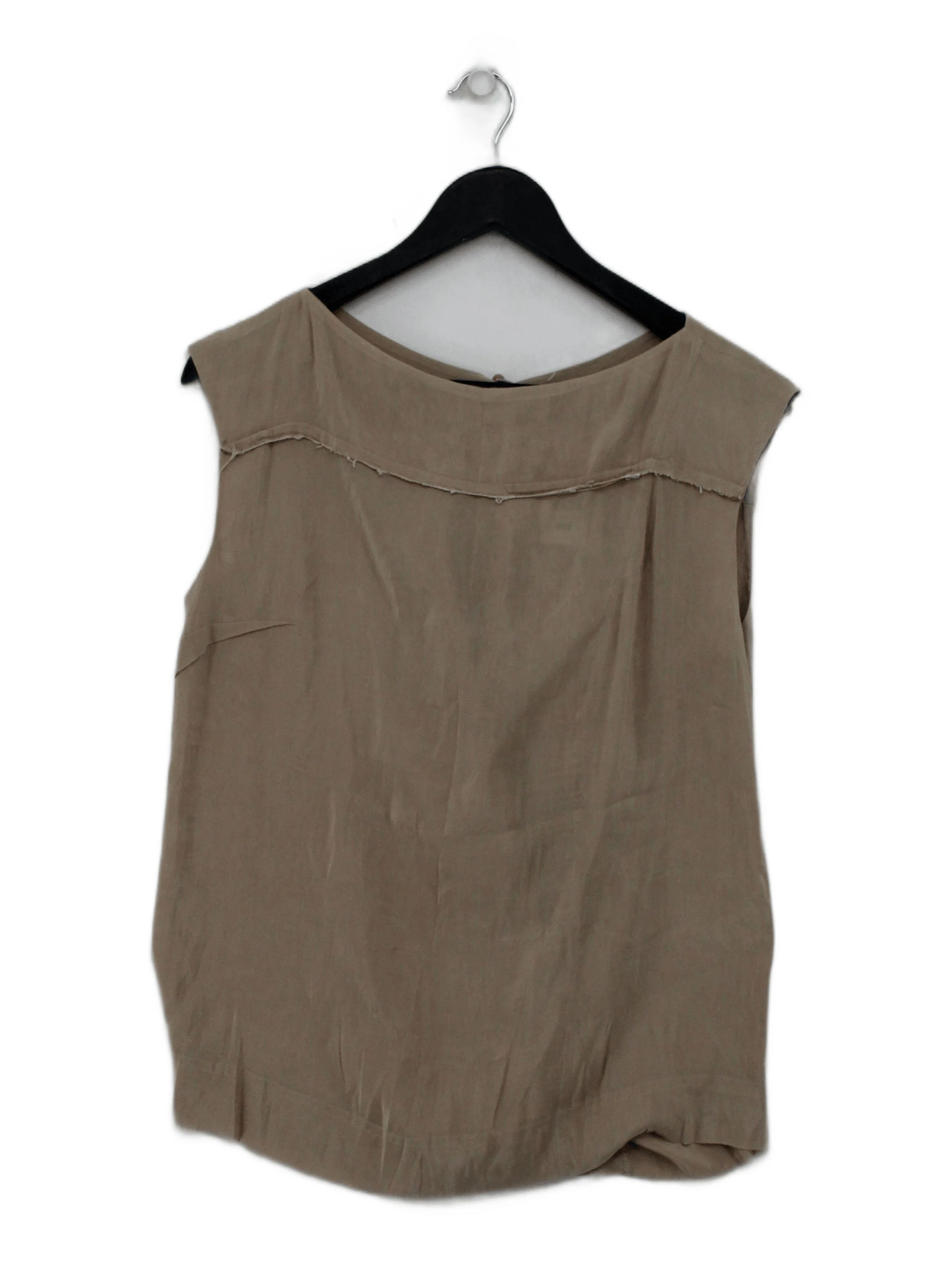 COS Women's Top UK 12 Tan 100% Polyester Sleeveless Round Neck Basic