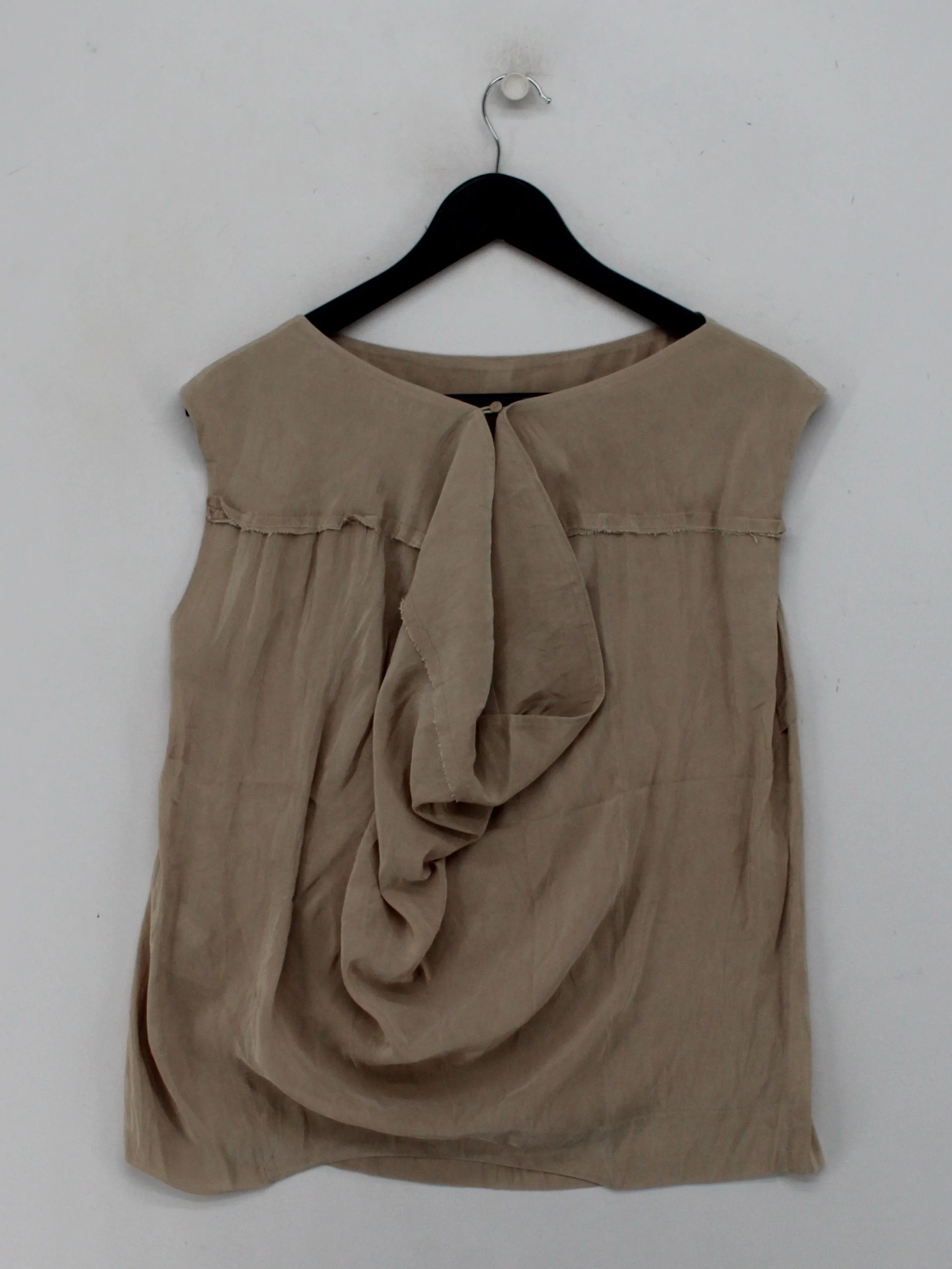 COS Women's Top UK 12 Tan 100% Polyester Sleeveless Round Neck Basic - Image 2