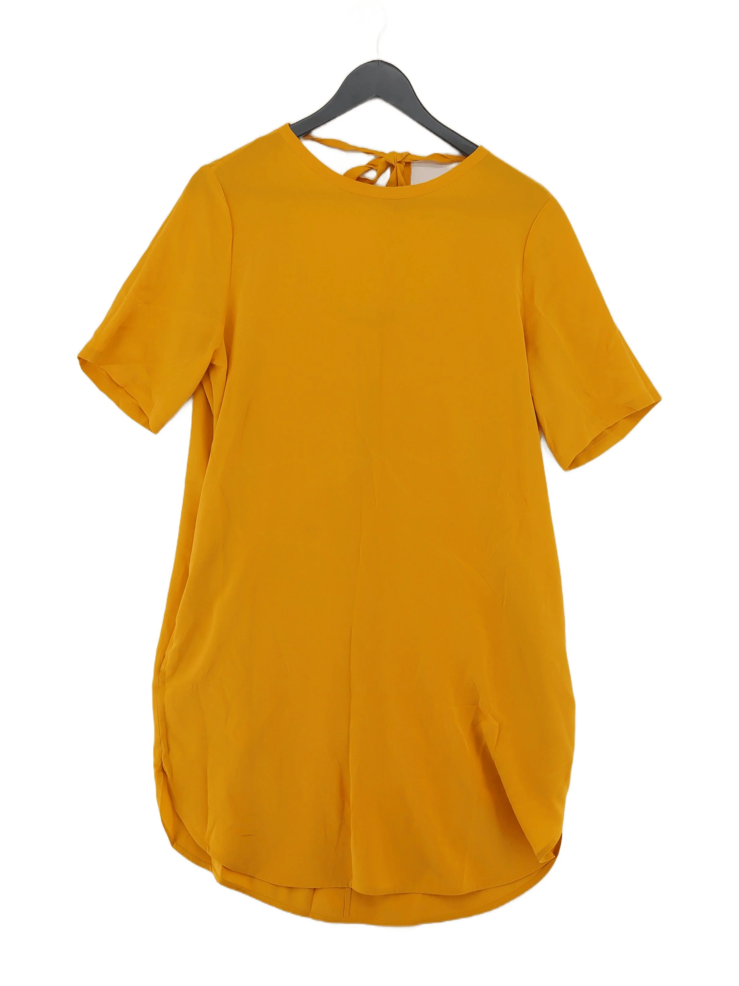 COS Women's Top UK 6 Yellow 100% Other Short Sleeve Round Neck Tunic