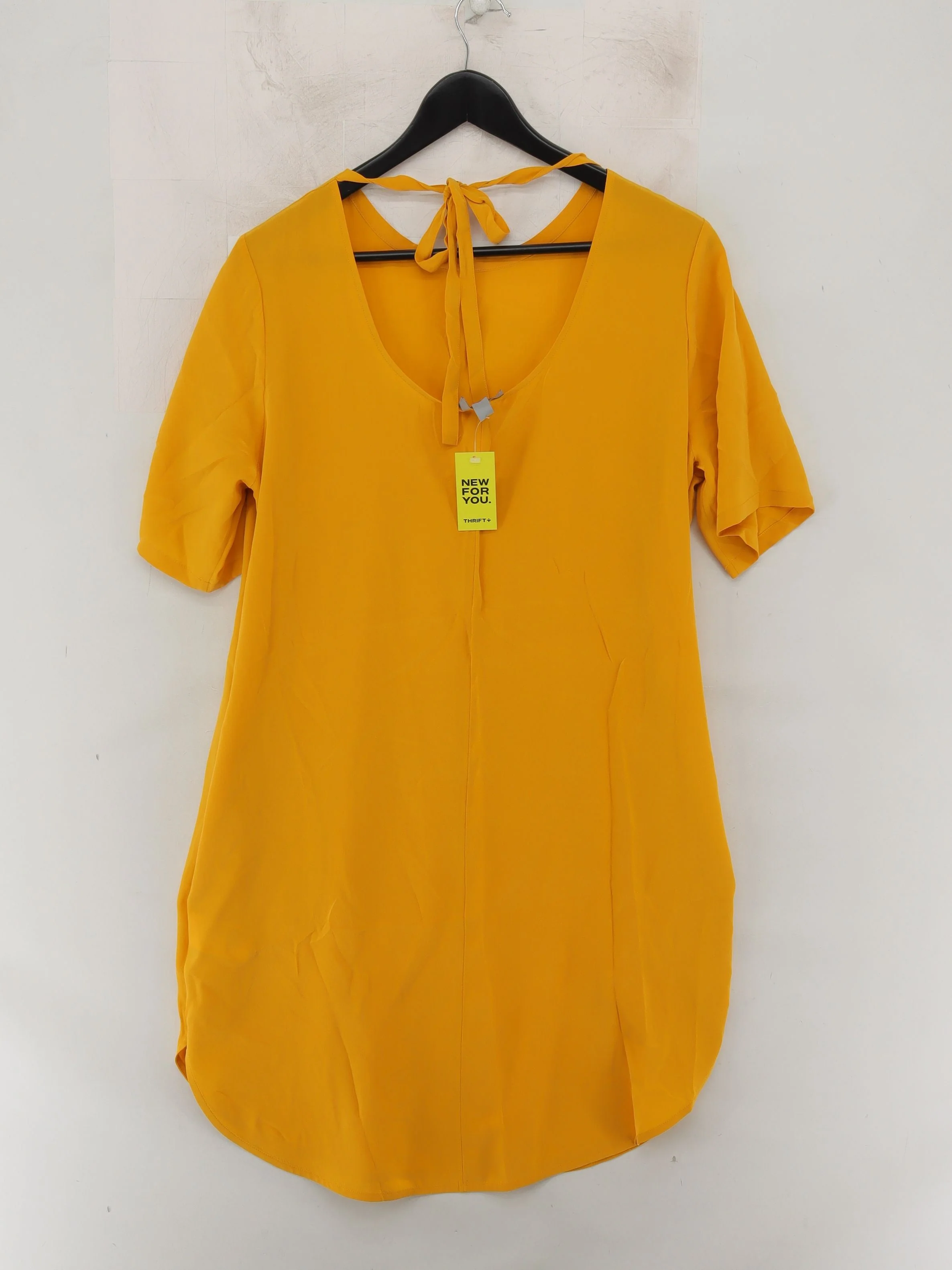 COS Women's Top UK 6 Yellow 100% Other Short Sleeve Round Neck Tunic - Image 2