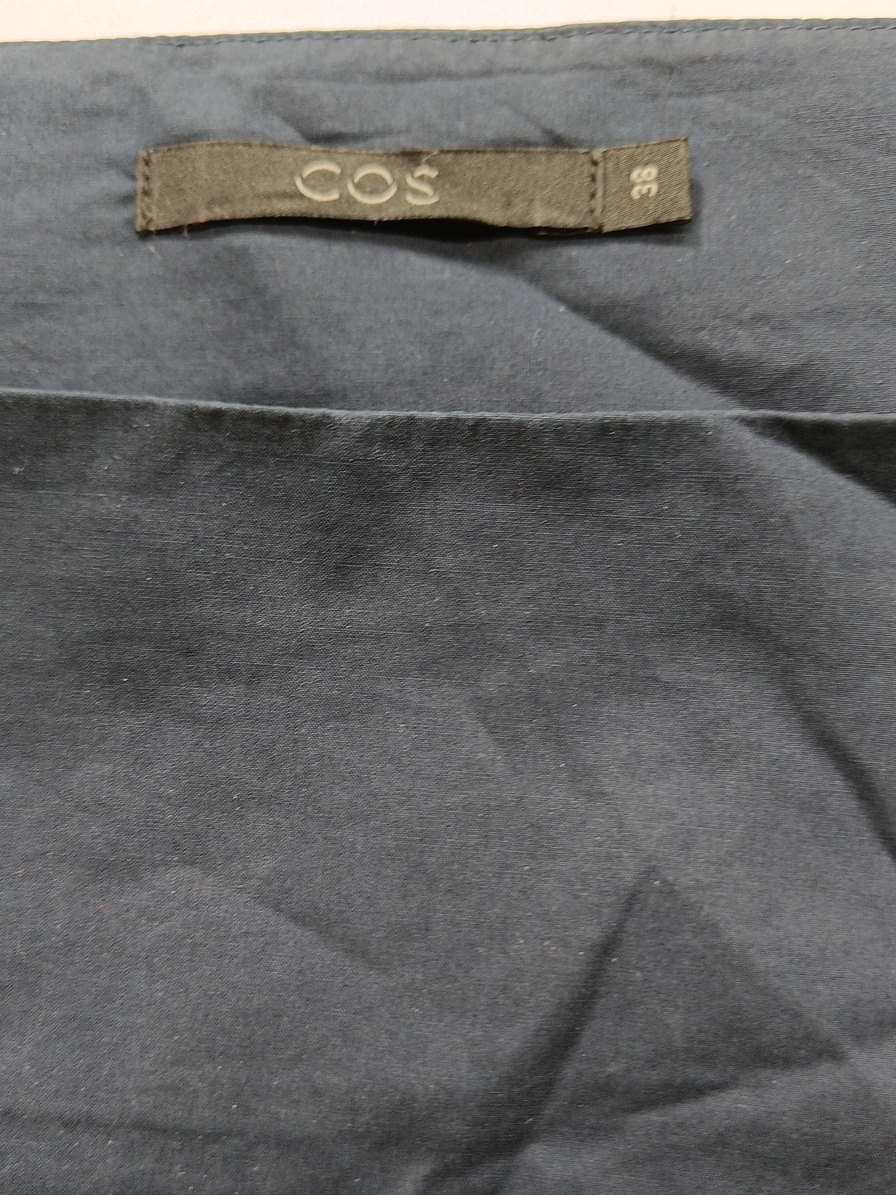 COS Women's Top UK 8 Blue 100% Cotton 3/4 Sleeve Round Neck Basic - Image 6