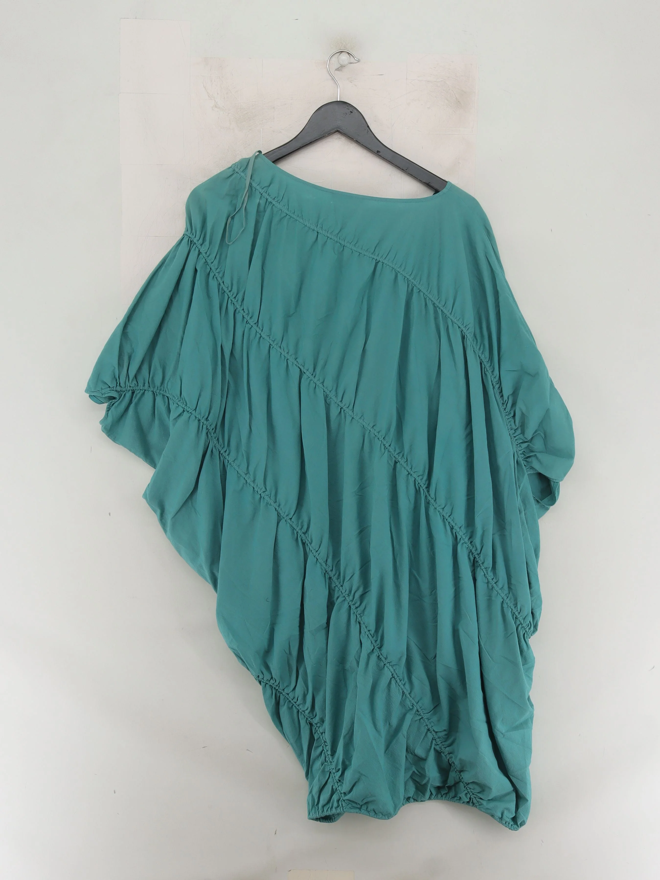 COS Women's Top UK 8 Green Cotton with Elastane Short Sleeve Round Neck Tunic - Image 2