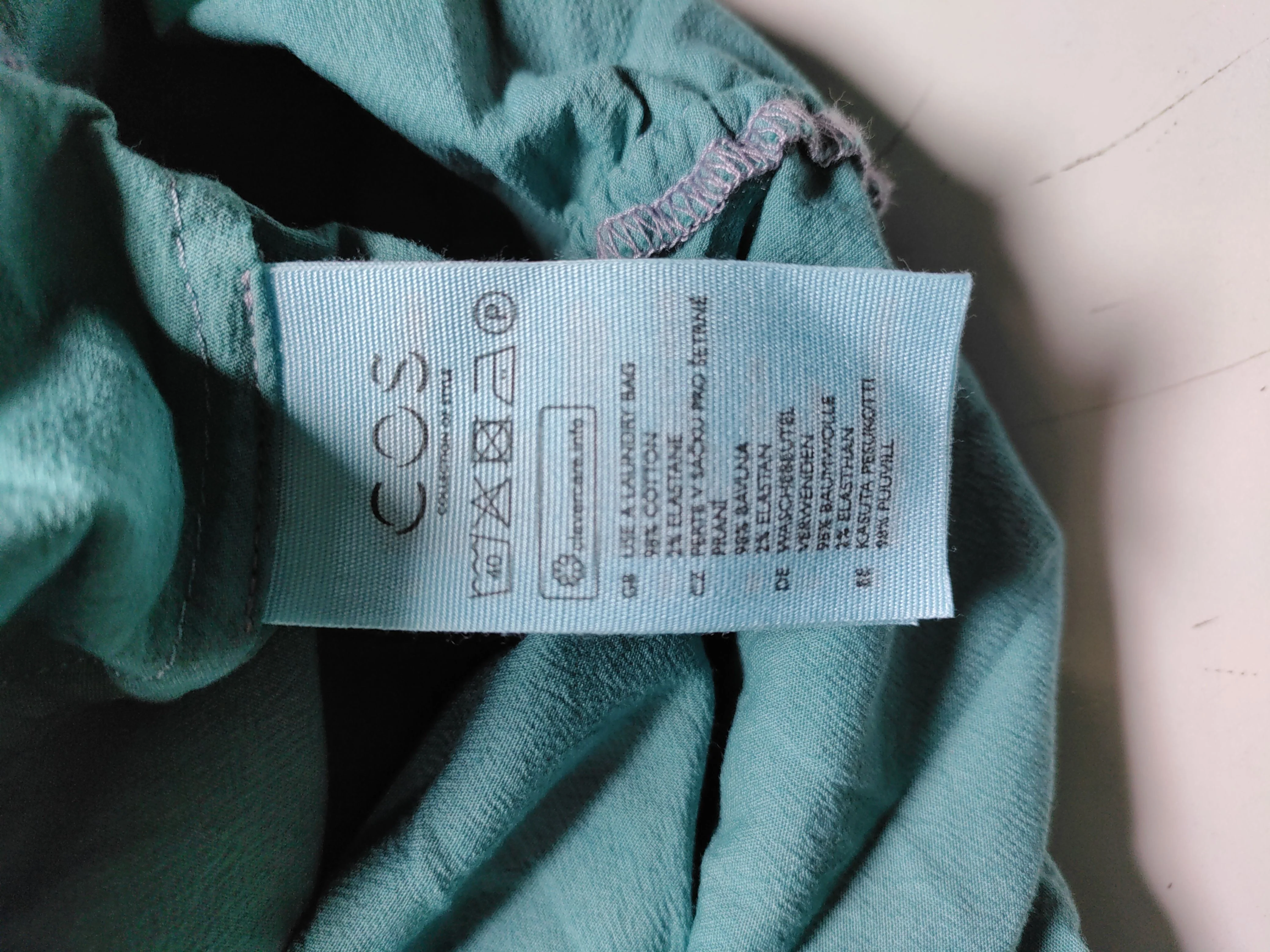 COS Women's Top UK 8 Green Cotton with Elastane Short Sleeve Round Neck Tunic - Image 7