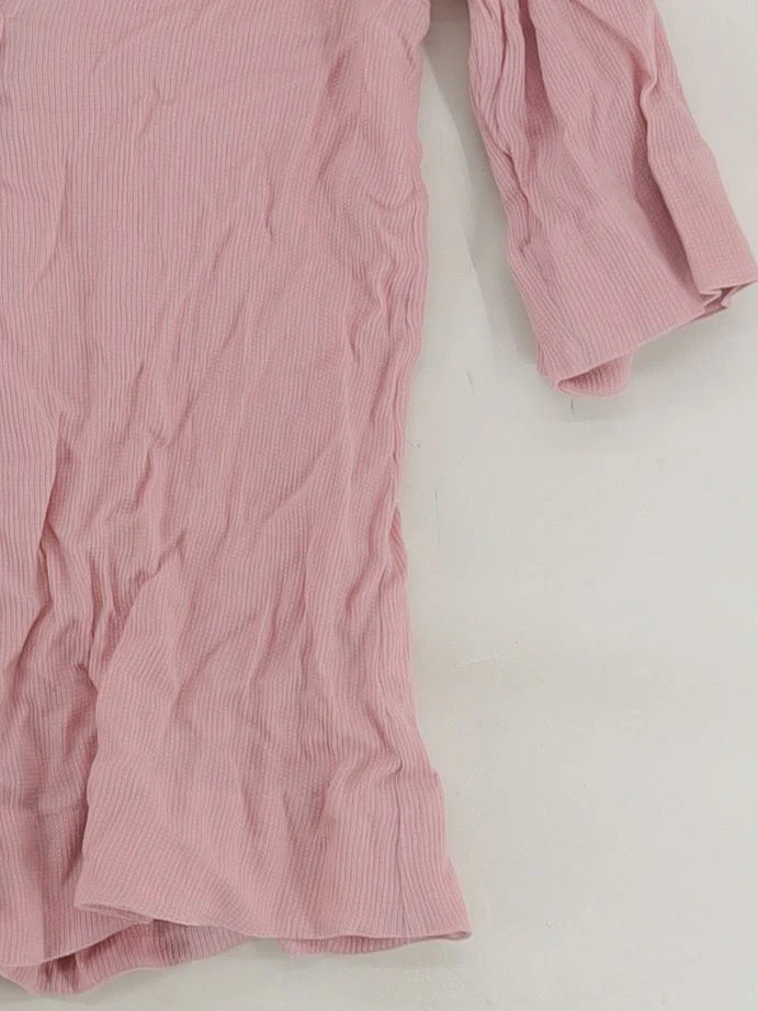COS Women's Top UK 8 Pink 100% Other 3/4 Sleeve V-Neck Basic - Image 4