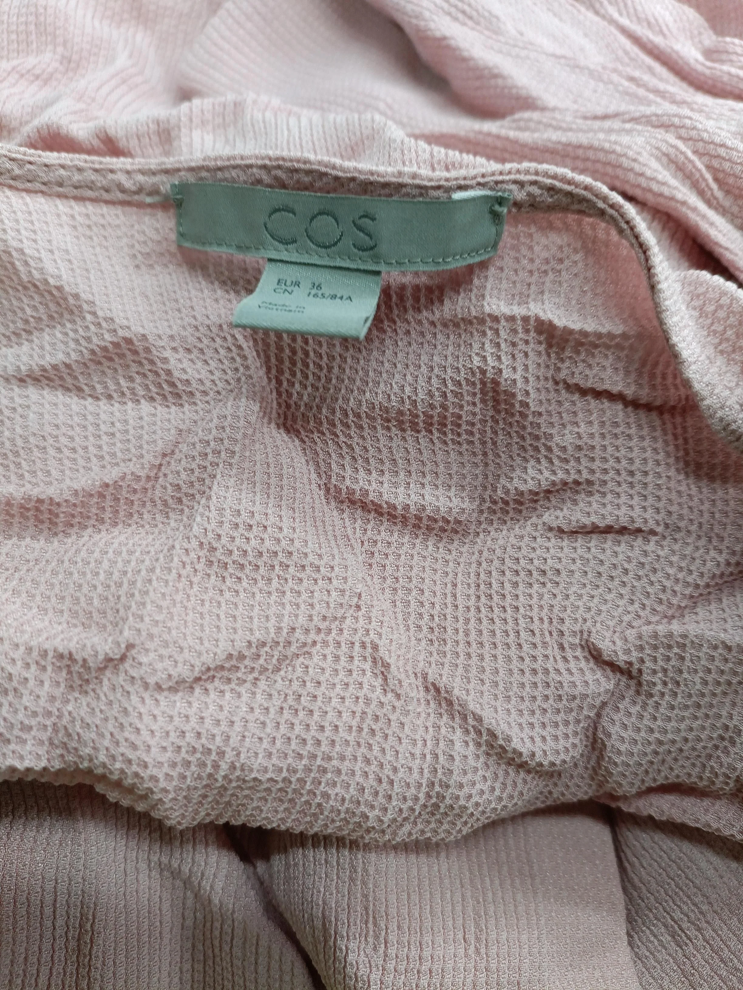 COS Women's Top UK 8 Pink 100% Other 3/4 Sleeve V-Neck Basic - Image 5