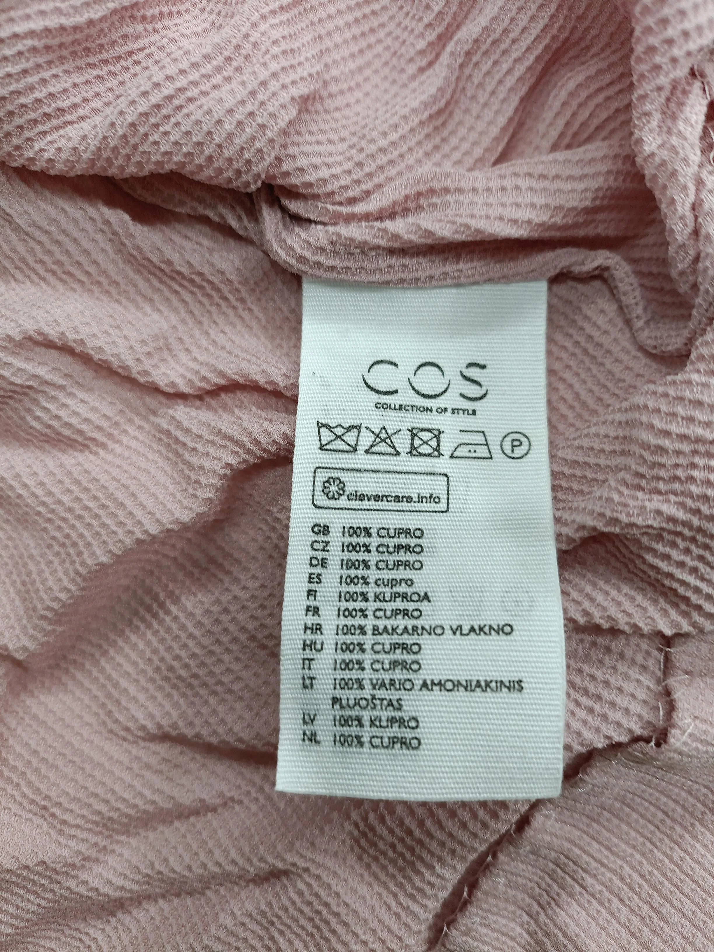 COS Women's Top UK 8 Pink 100% Other 3/4 Sleeve V-Neck Basic - Image 6
