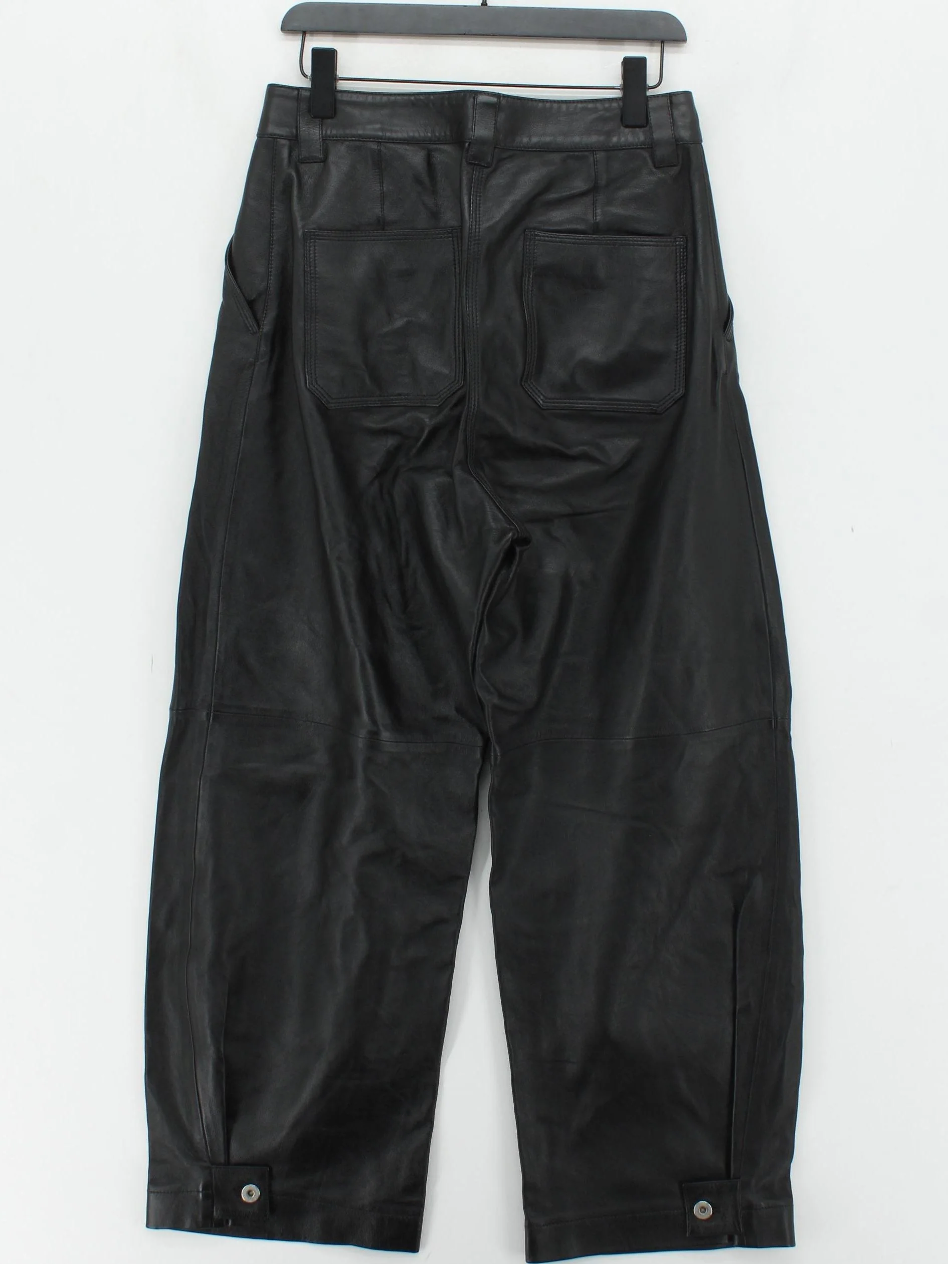 COS Women's Trousers M Black 100% Leather Wide-Leg Chino - Image 2