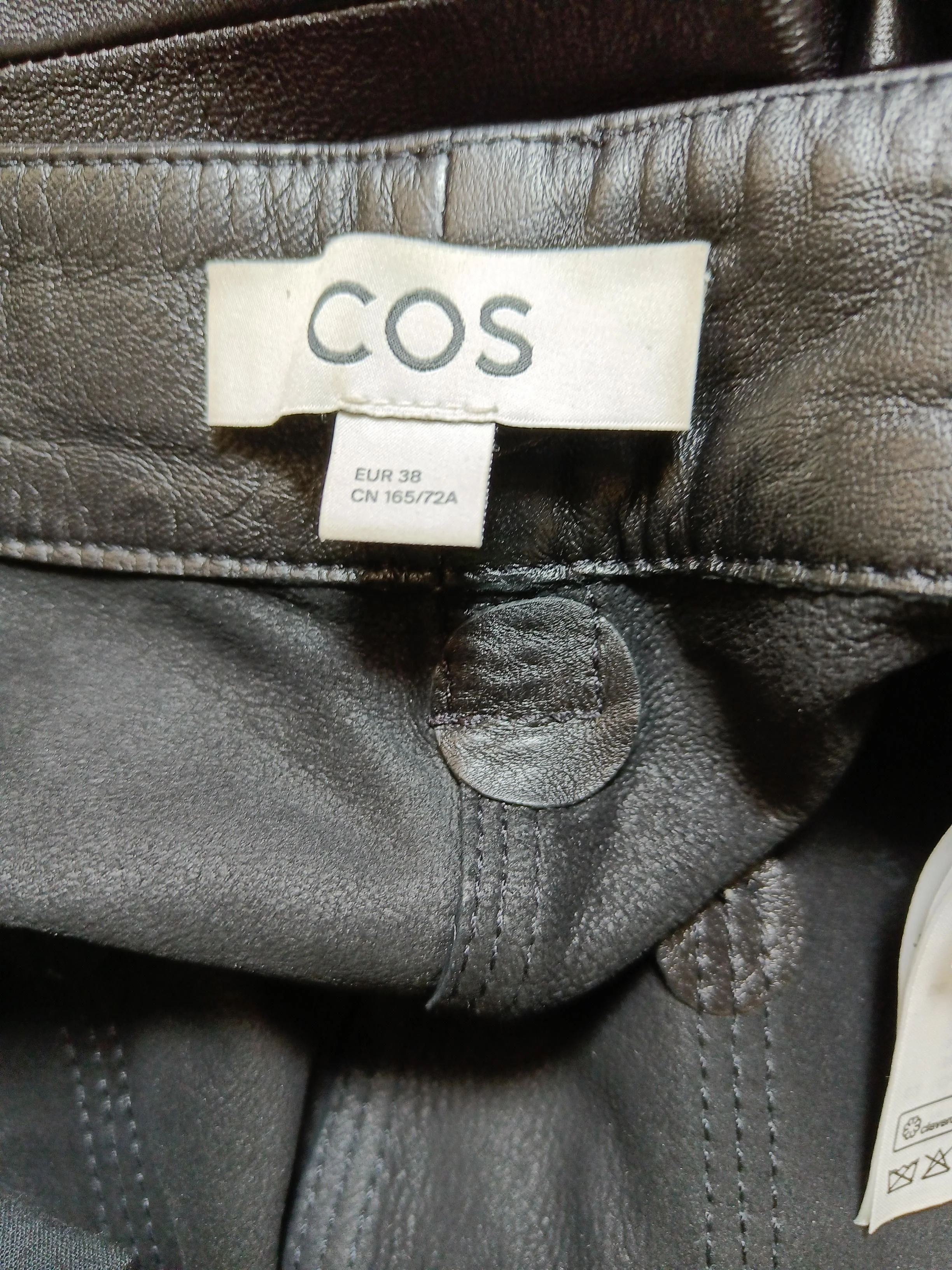 COS Women's Trousers M Black 100% Leather Wide-Leg Chino - Image 6