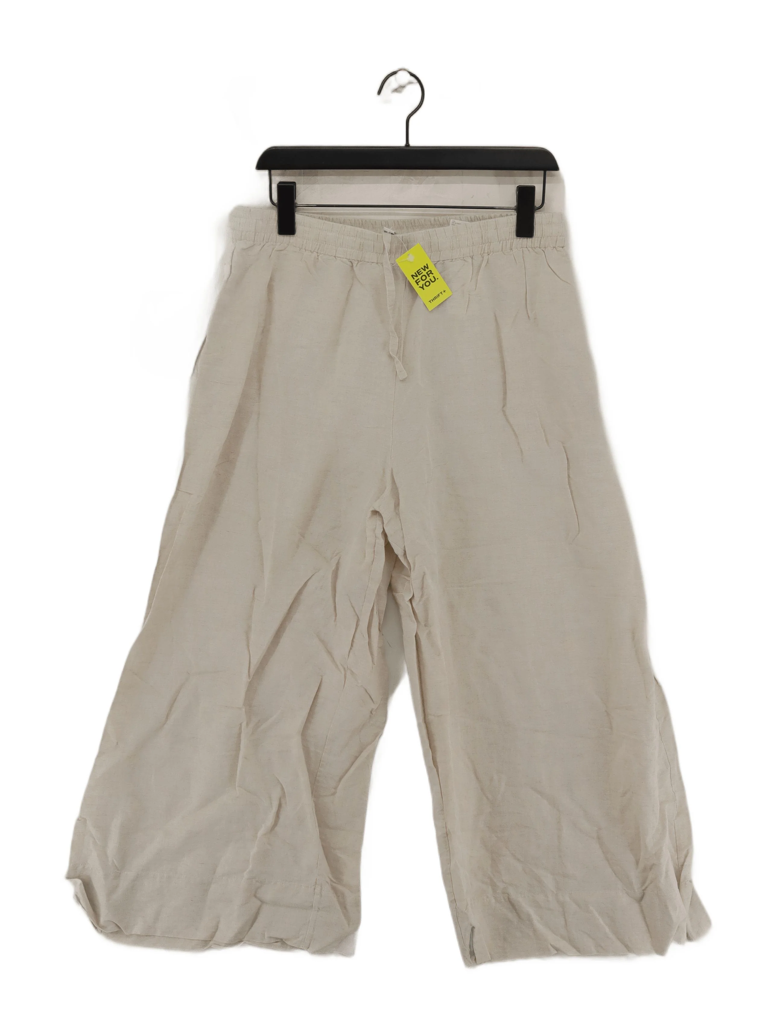 COS Women's Trousers M Cream Linen with Cotton Wide-Leg Capri