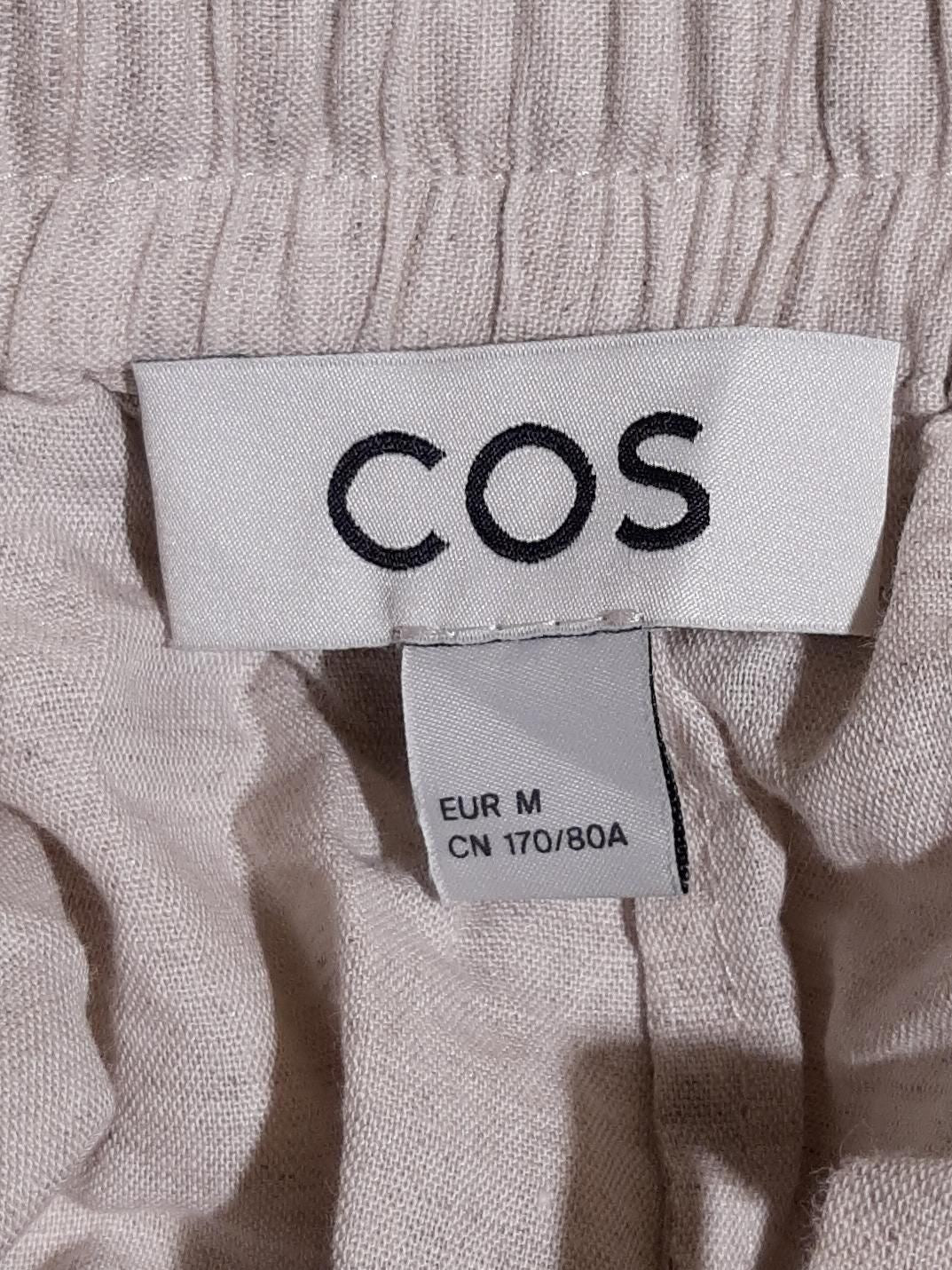 COS Women's Trousers M Cream Linen with Cotton Wide-Leg Capri - Image 5