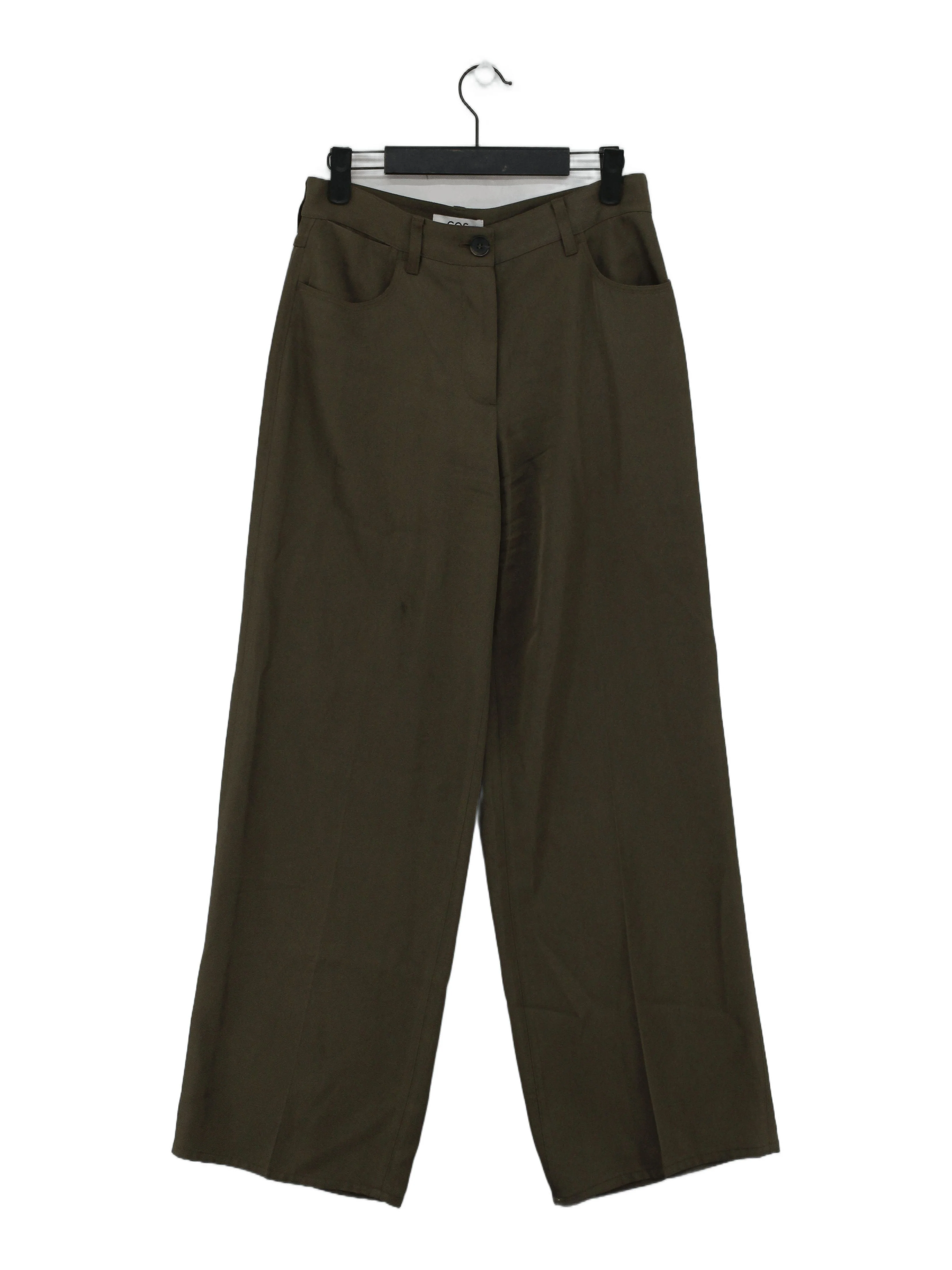 COS Women's Trousers S Green 100% Acetate Wide-Leg Cropped