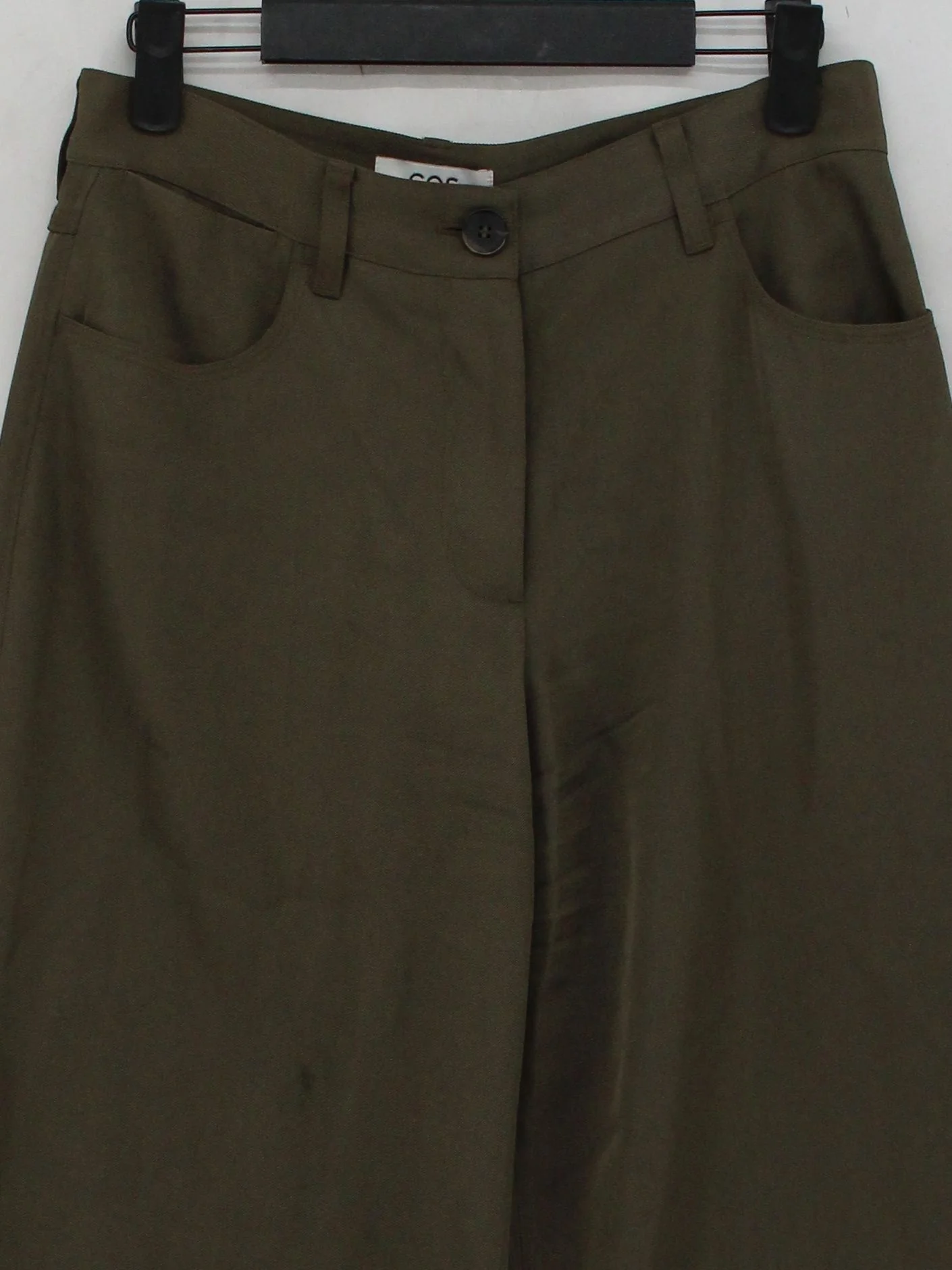 COS Women's Trousers S Green 100% Acetate Wide-Leg Cropped - Image 3