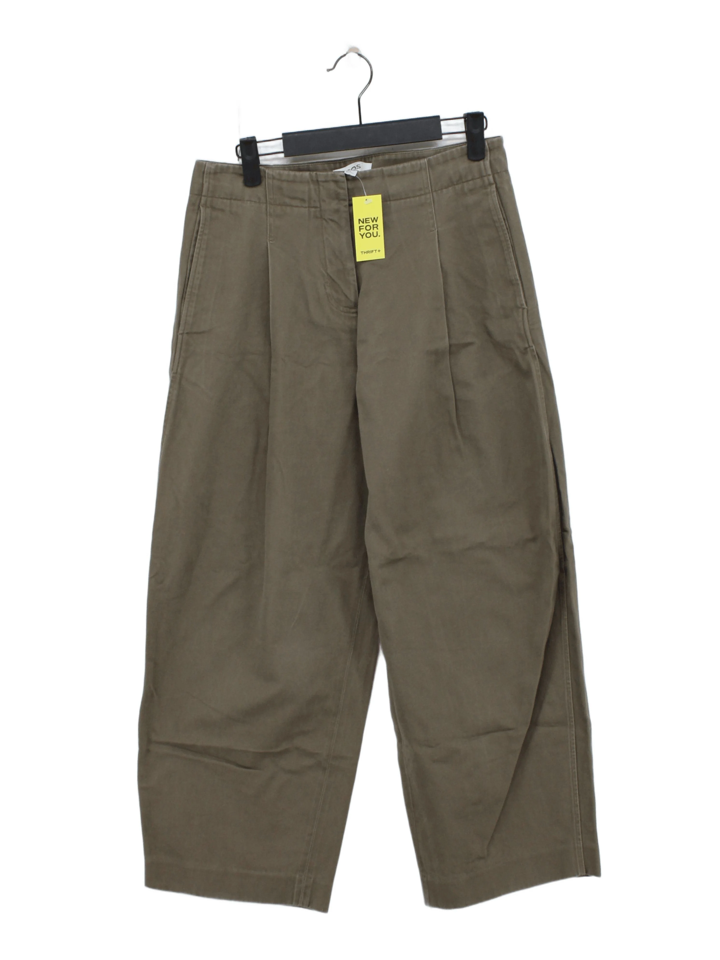COS Women's Trousers S Green 100% Cotton Wide-Leg Chino