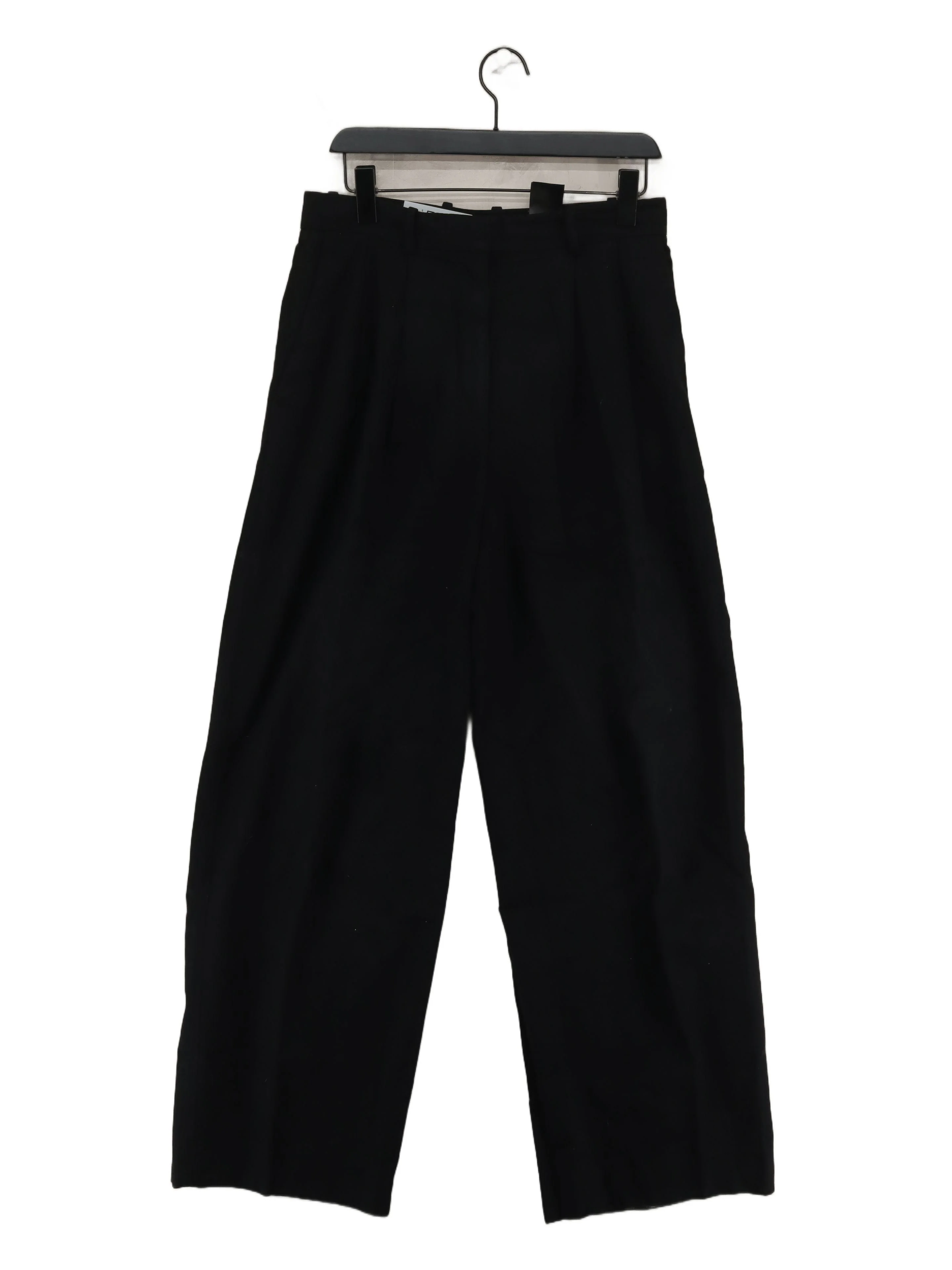 COS Women's Trousers UK 10 Black 100% Cotton Wide-Leg Capri