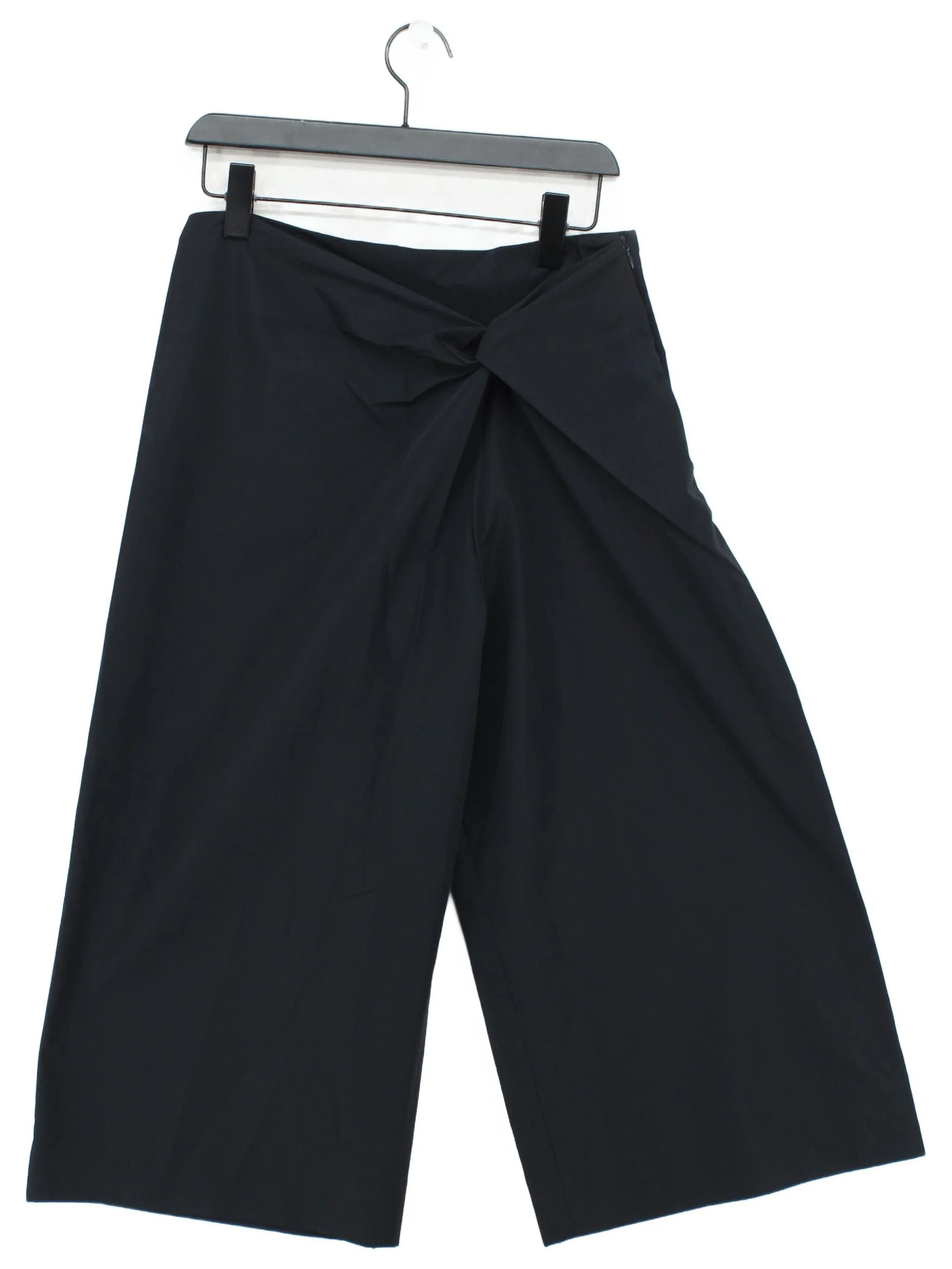 COS Women's Trousers UK 10 Black 100% Polyester Wide-Leg Cropped