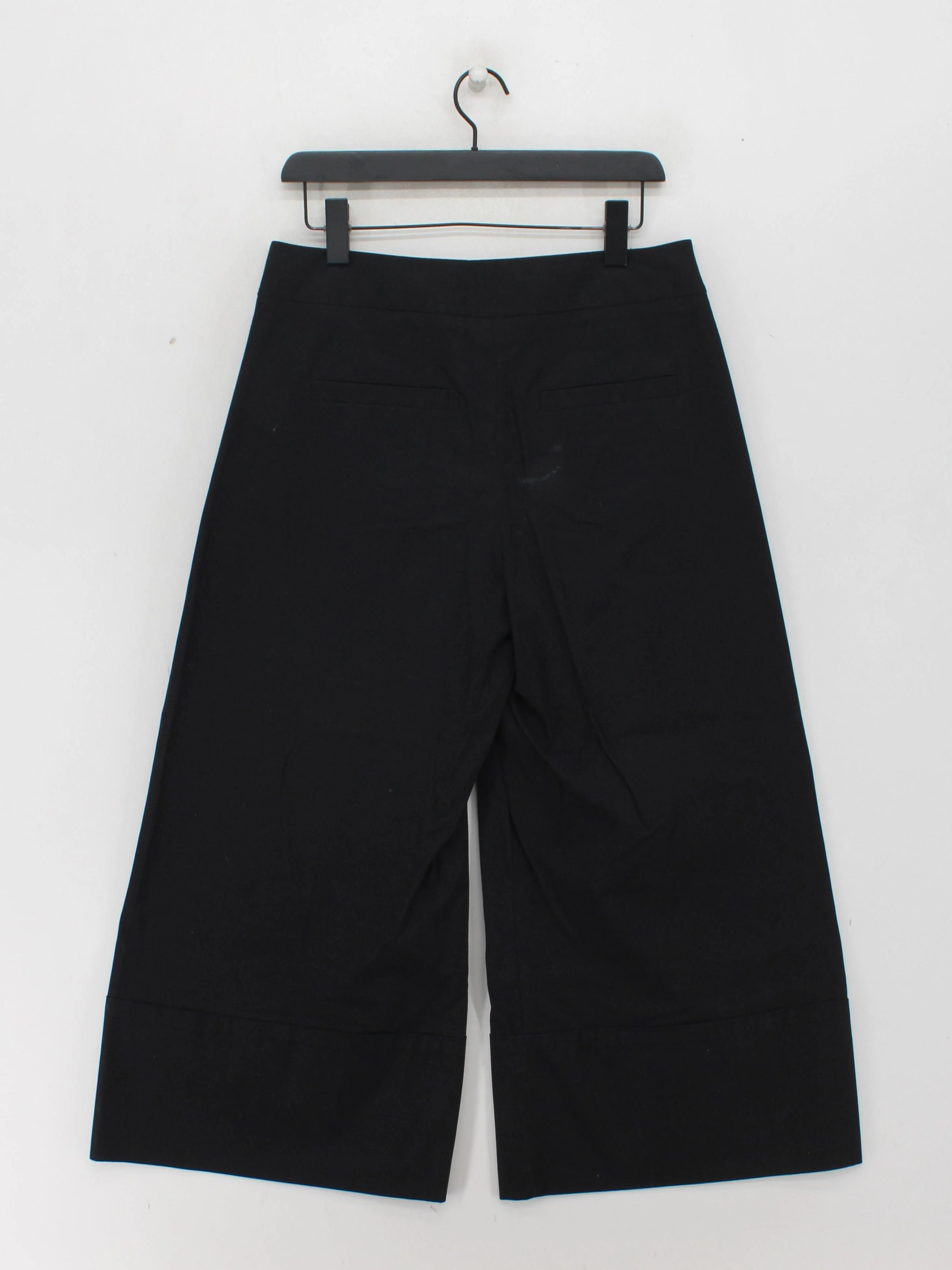 COS Women's Trousers UK 10 Black Cotton with Elastane Wide-Leg Chino - Image 2