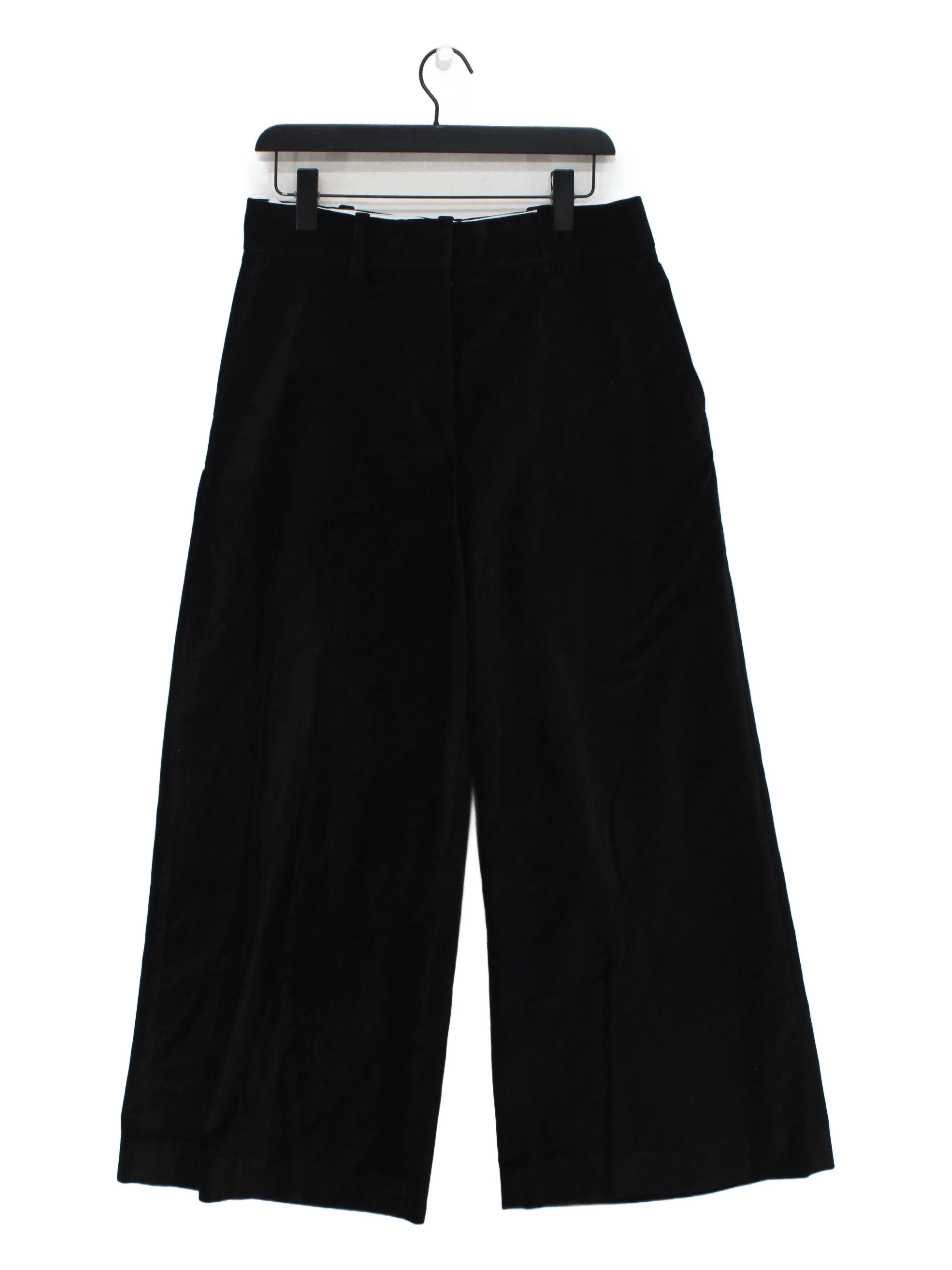 COS Women's Trousers UK 10 Black Cotton with Elastane Wide-Leg Chino