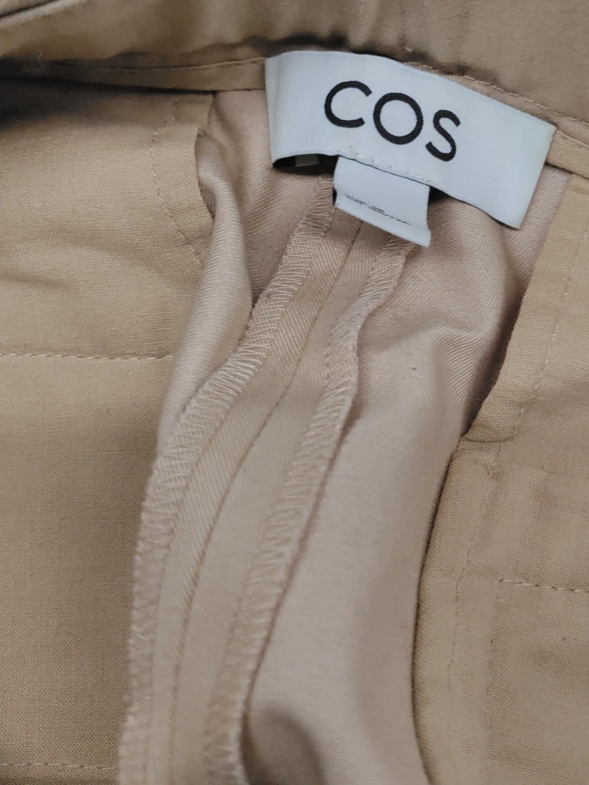 COS Women's Trousers UK 10 Tan 100% Cotton Wide-Leg Cropped - Image 7