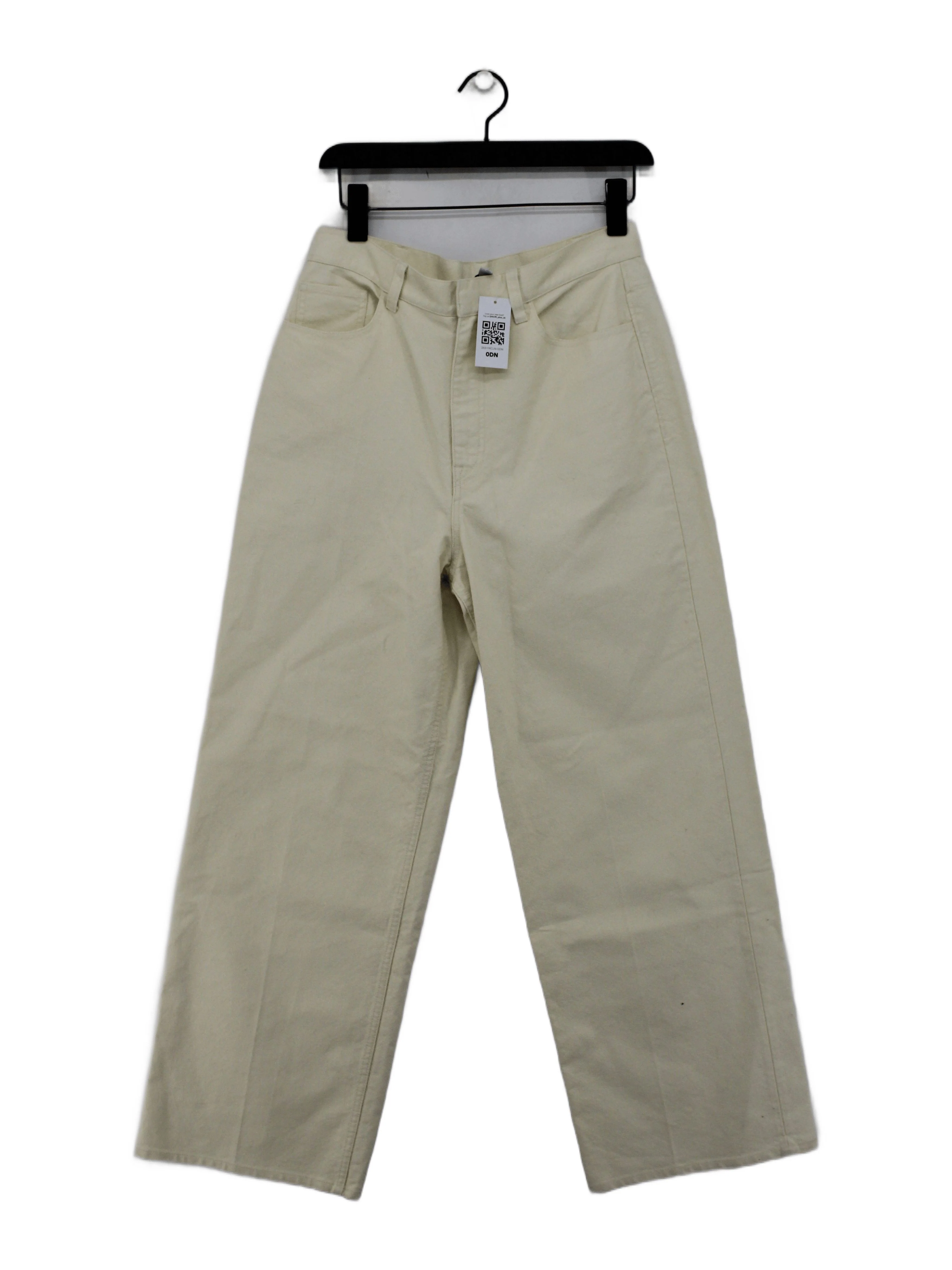 COS Women's Trousers UK 12 Cream 100% Cotton Wide-Leg Chino