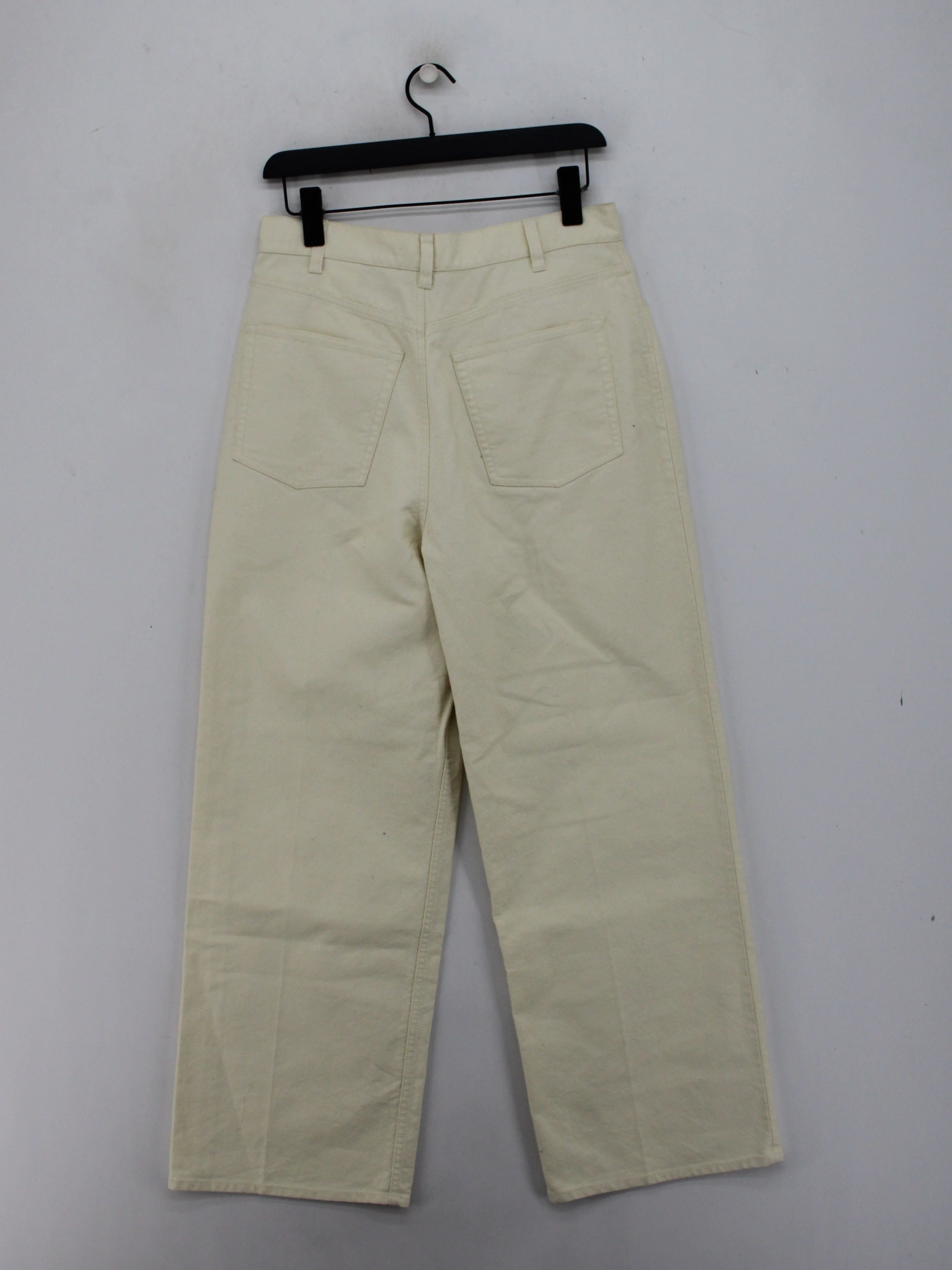 COS Women's Trousers UK 12 Cream 100% Cotton Wide-Leg Chino - Image 2
