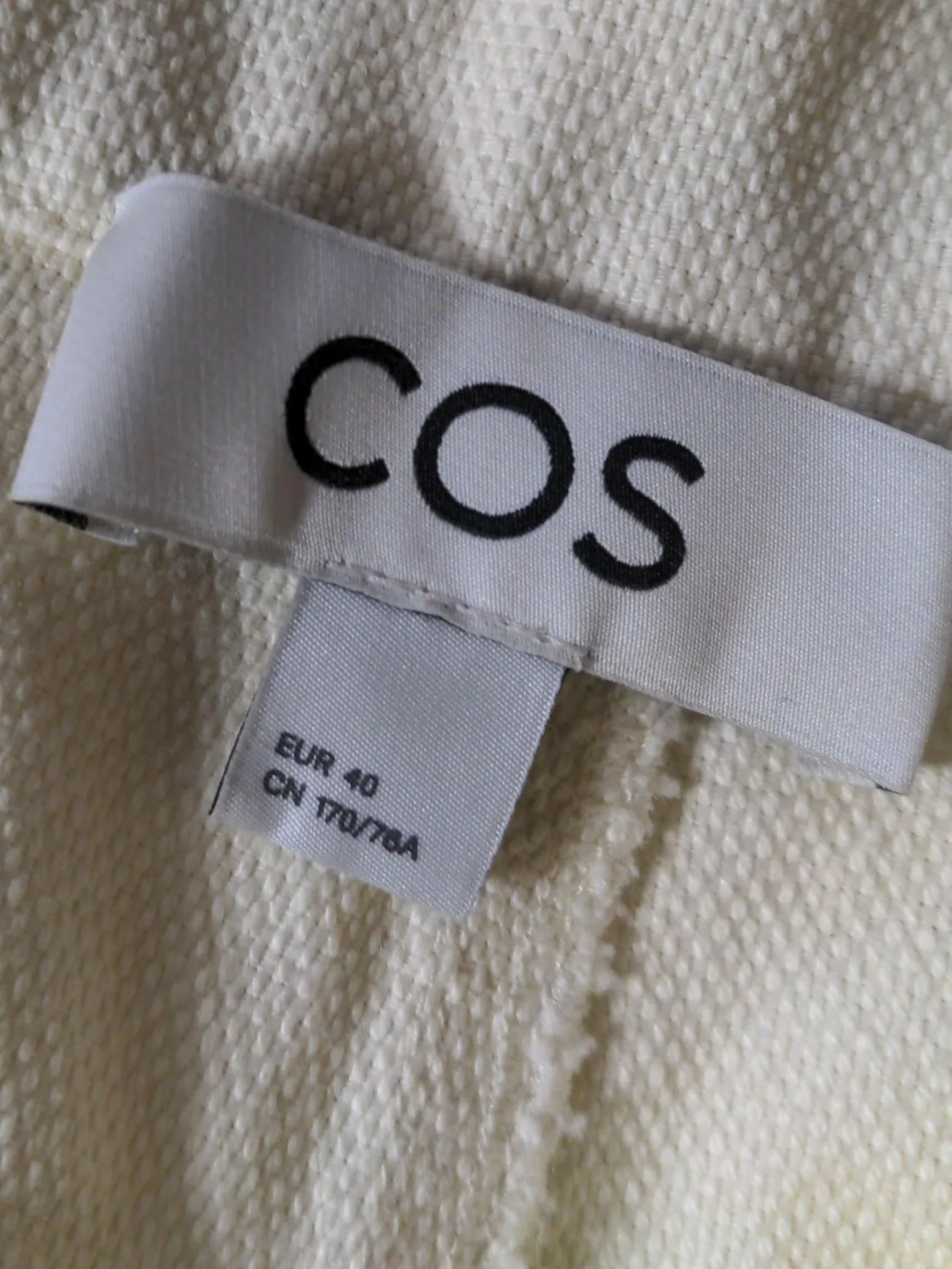 COS Women's Trousers UK 12 Cream 100% Cotton Wide-Leg Chino - Image 5