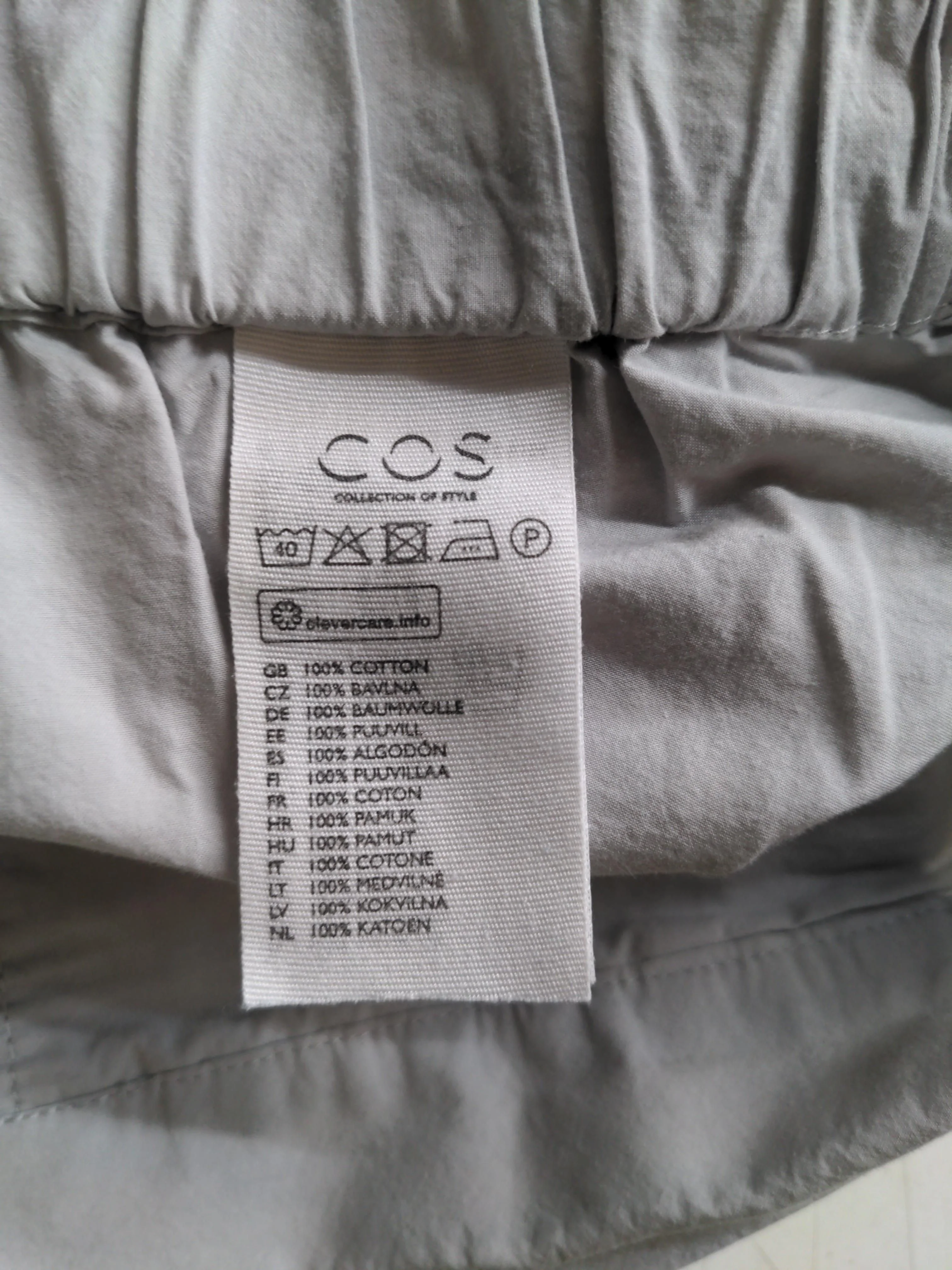 COS Women's Trousers UK 12 Grey 100% Cotton Wide-Leg Cropped - Image 7