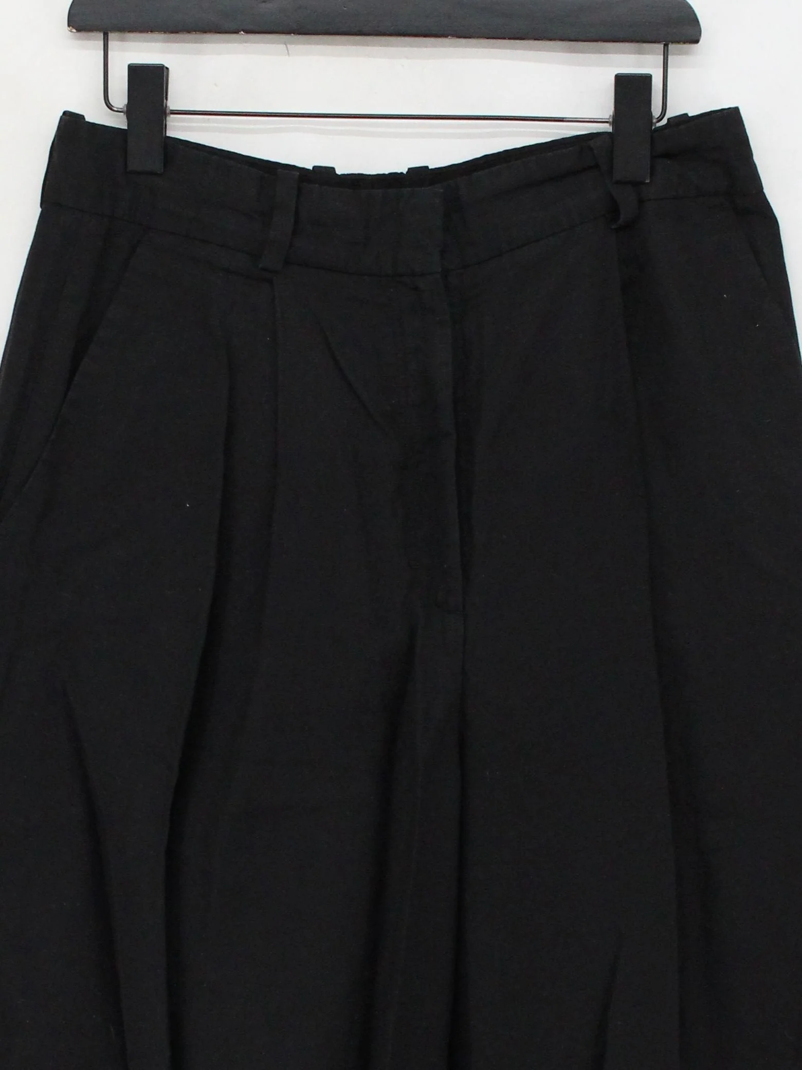 COS Women's Trousers UK 14 Black Lyocell Modal with Linen Wide-Leg Cropped - Image 3