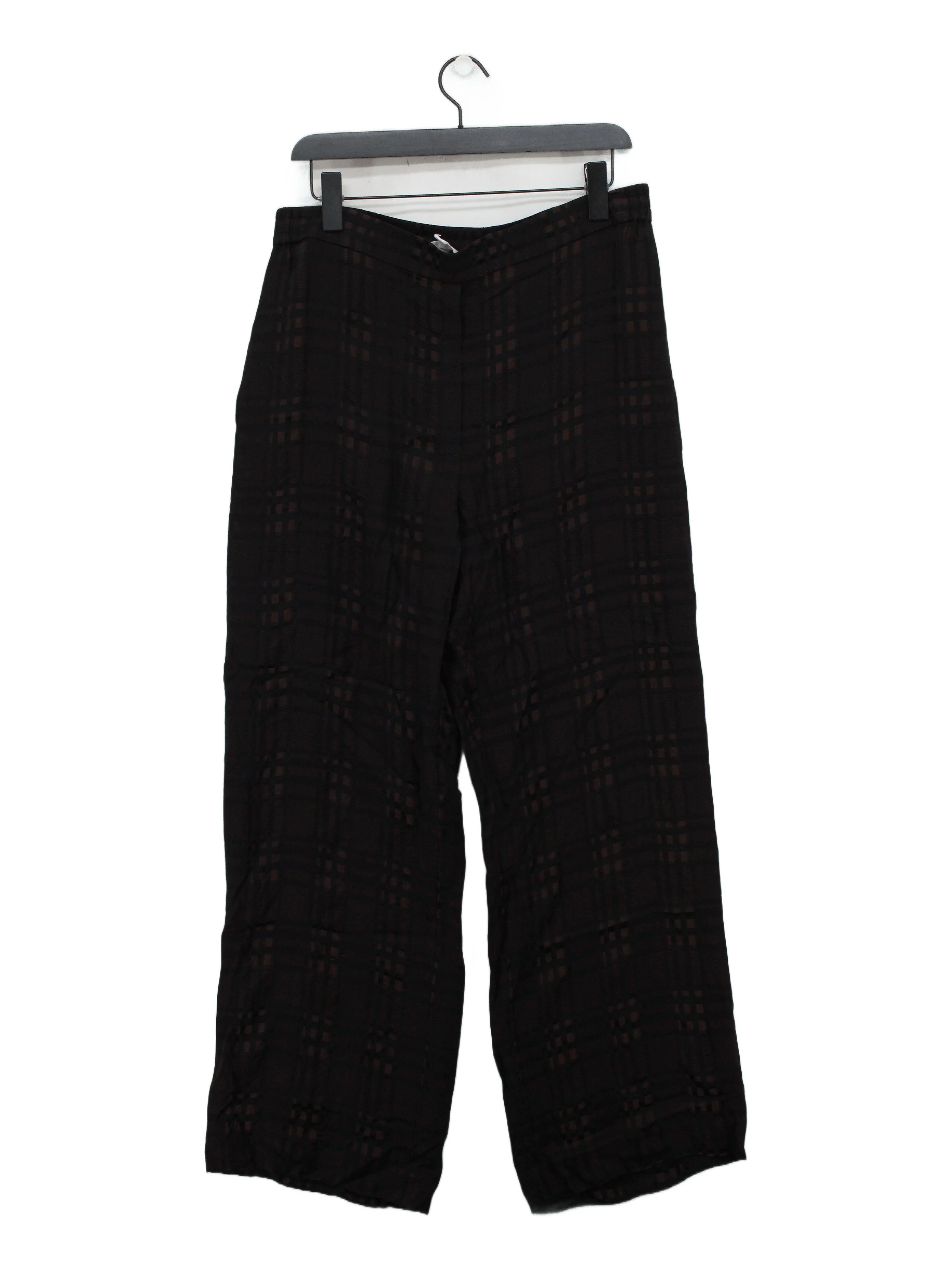 COS Women's Trousers UK 16 Black Checkered 100% Other Wide-Leg Sweatpants