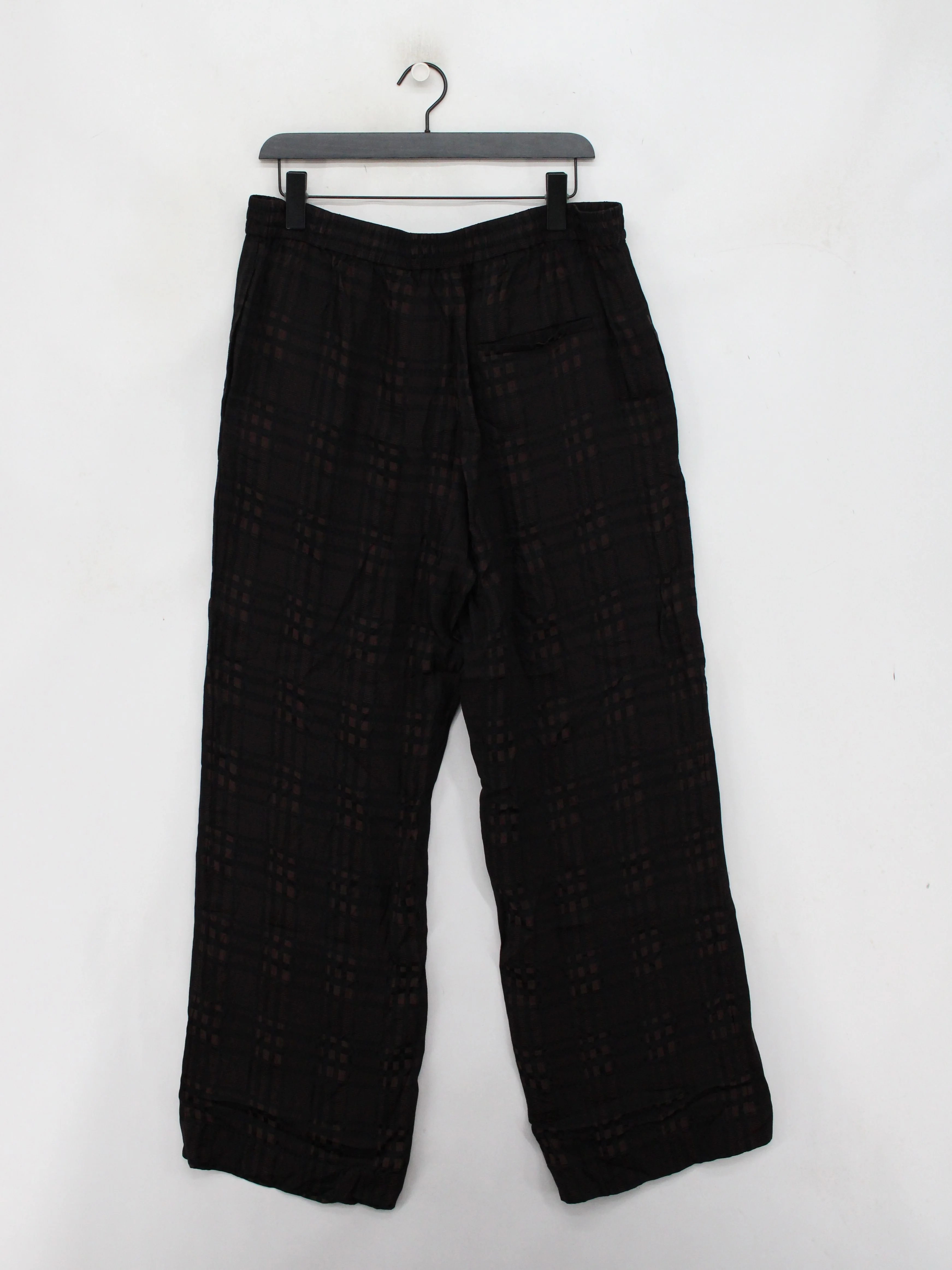 COS Women's Trousers UK 16 Black Checkered 100% Other Wide-Leg Sweatpants - Image 2
